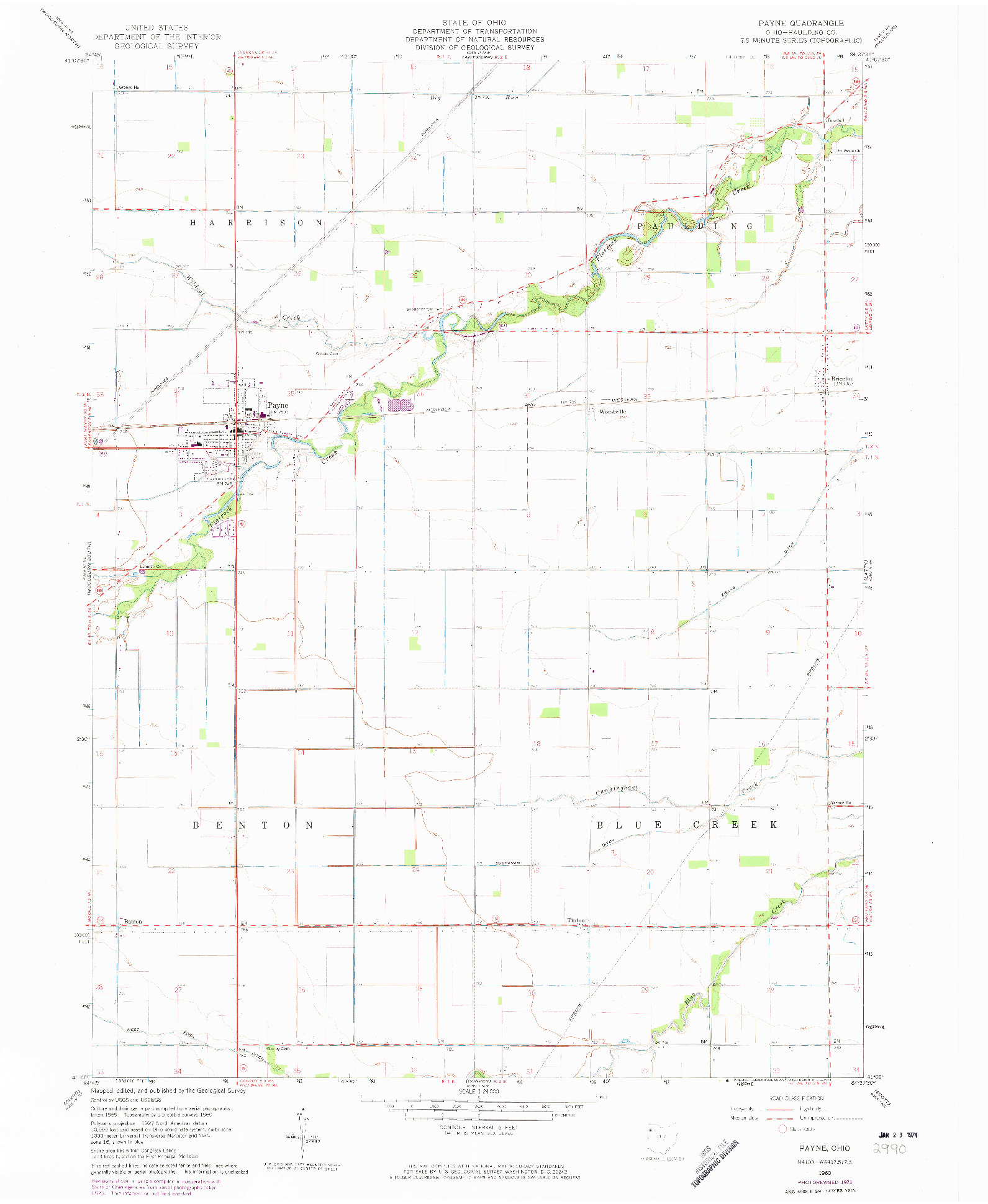 USGS 1:24000-SCALE QUADRANGLE FOR PAYNE, OH 1960