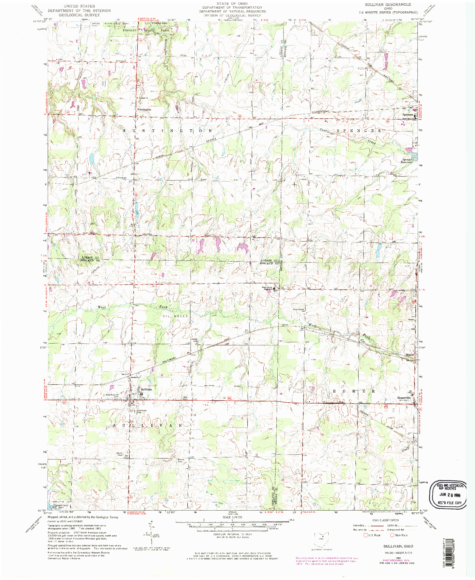 USGS 1:24000-SCALE QUADRANGLE FOR SULLIVAN, OH 1961