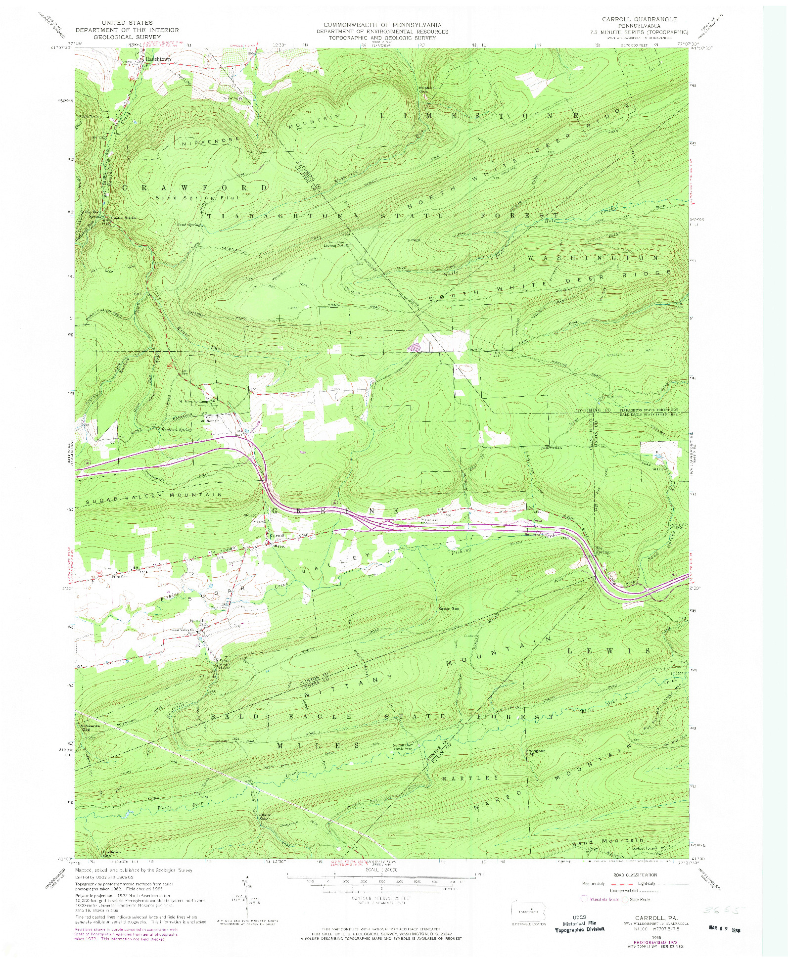 USGS 1:24000-SCALE QUADRANGLE FOR CARROLL, PA 1965