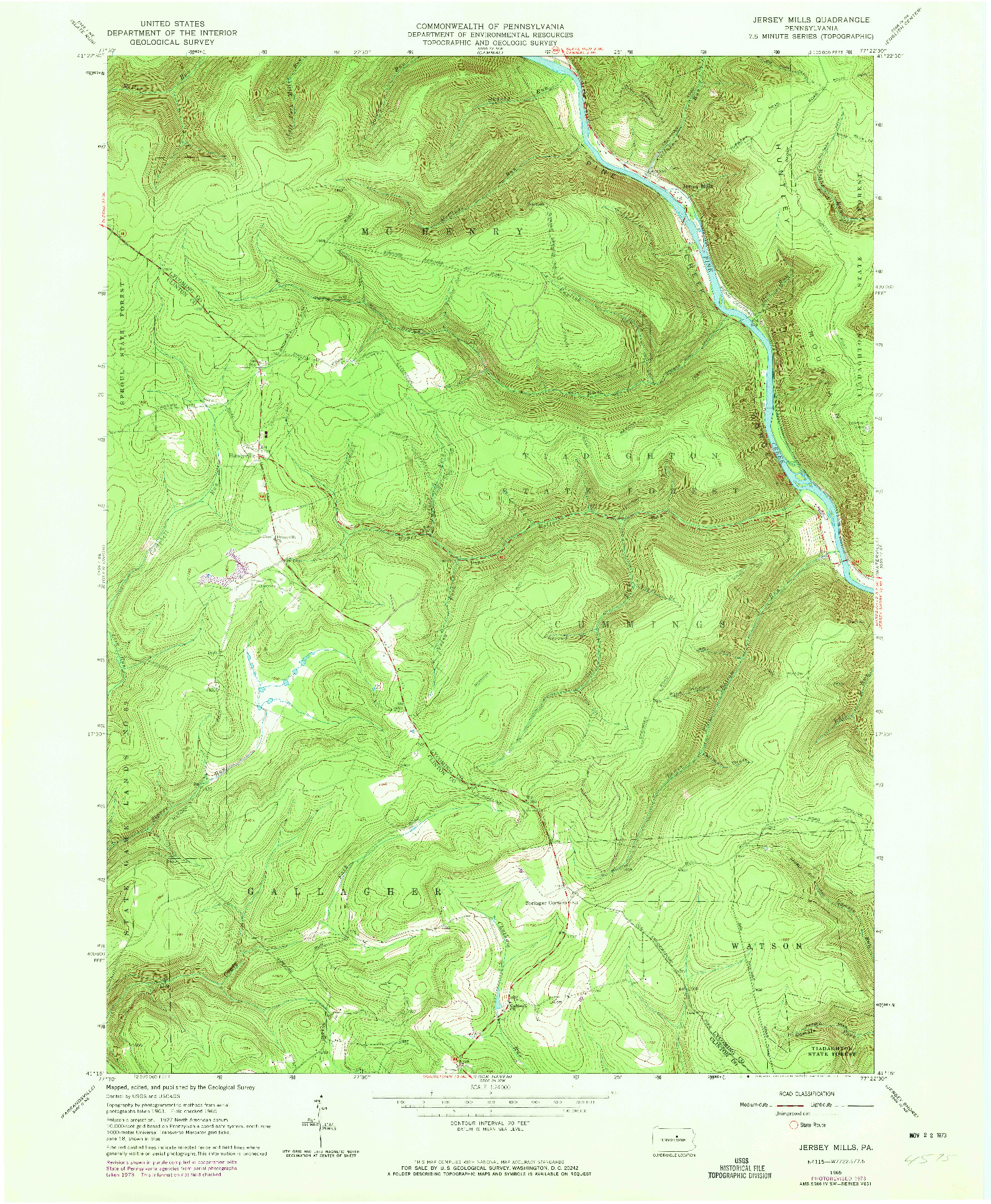 USGS 1:24000-SCALE QUADRANGLE FOR JERSEY MILLS, PA 1965