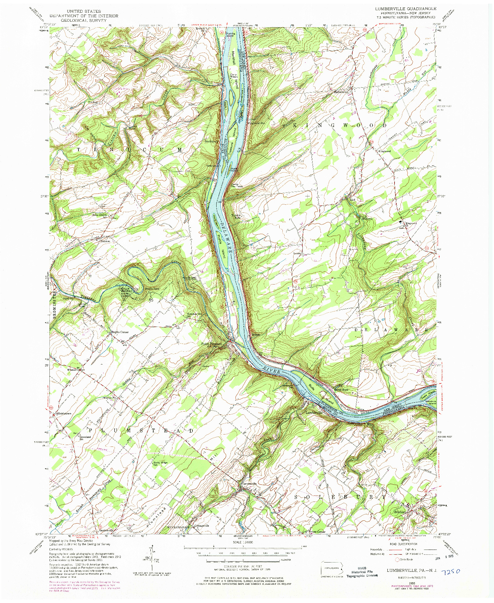 USGS 1:24000-SCALE QUADRANGLE FOR LUMBERVILLE, PA 1955