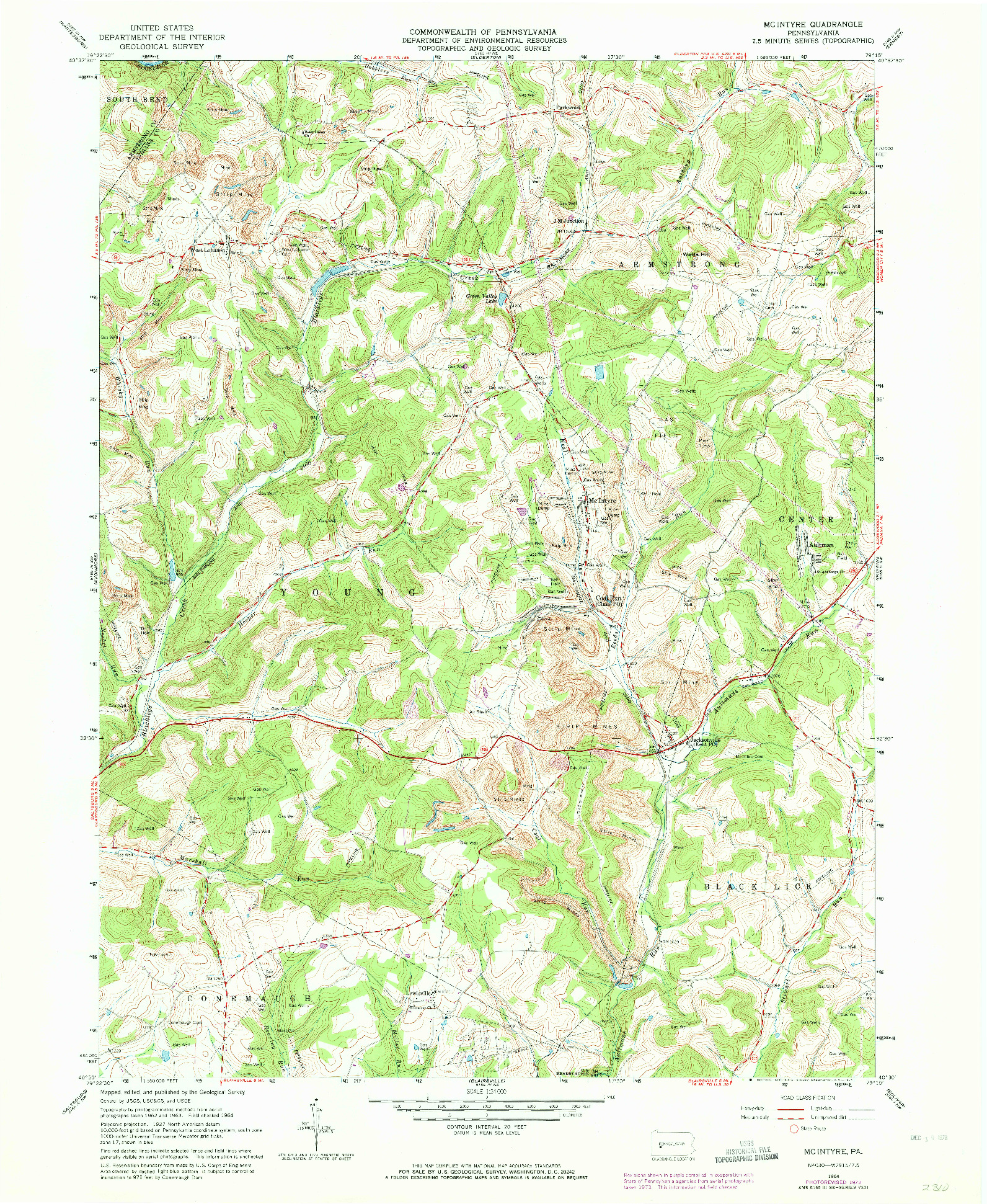 USGS 1:24000-SCALE QUADRANGLE FOR MC INTYRE, PA 1964