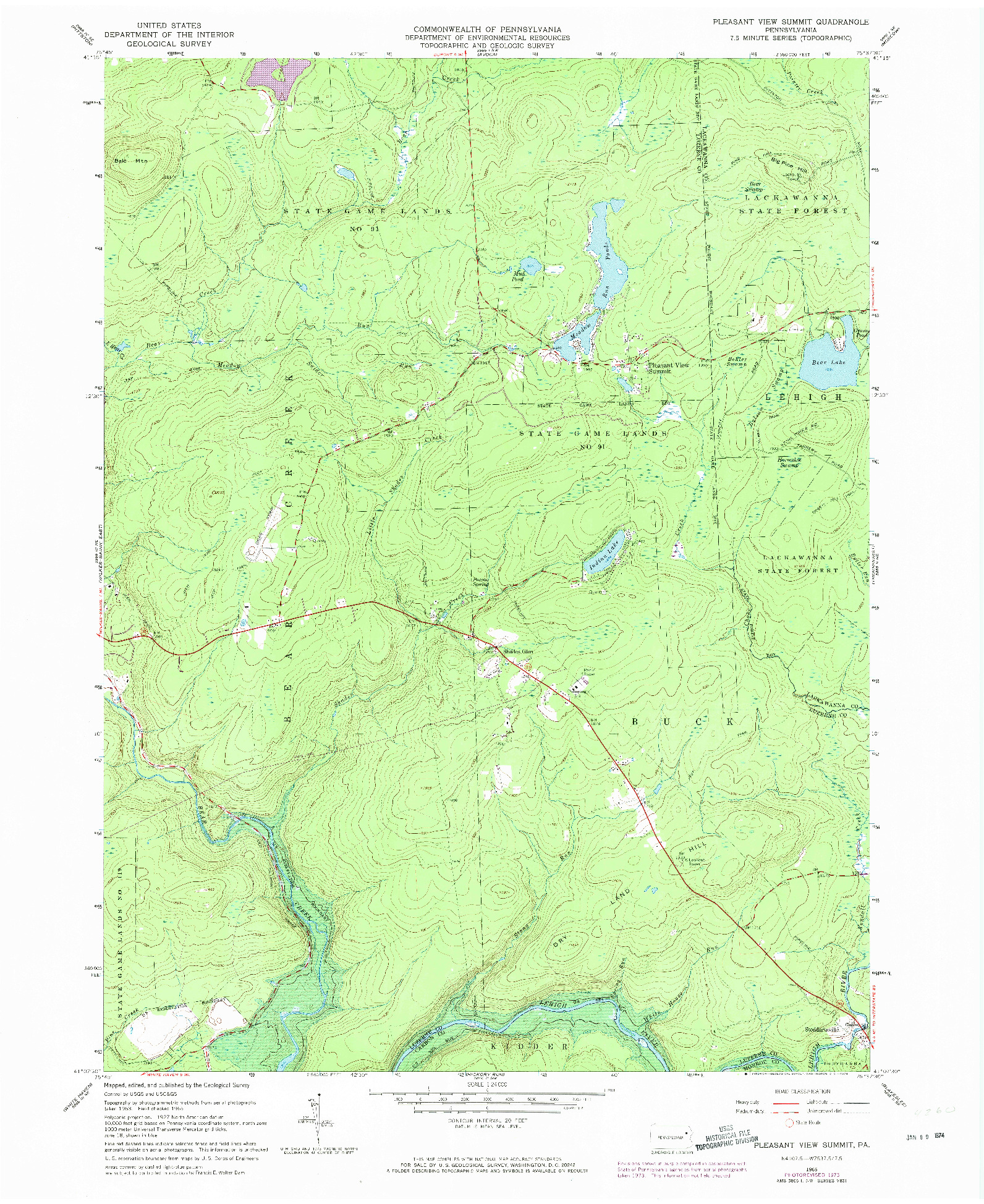 USGS 1:24000-SCALE QUADRANGLE FOR PLEASANT VIEW SUMMIT, PA 1965