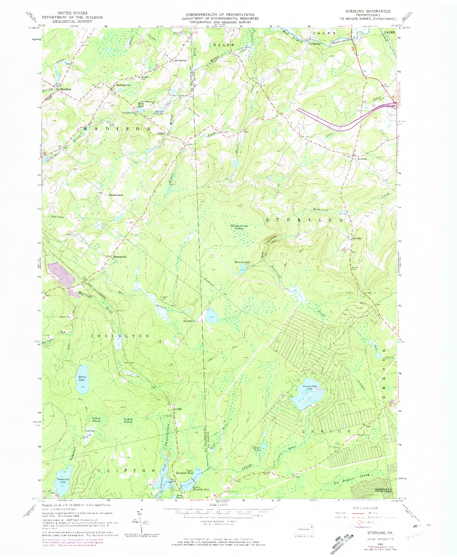 USGS 1:24000-SCALE QUADRANGLE FOR STERLING, PA 1965