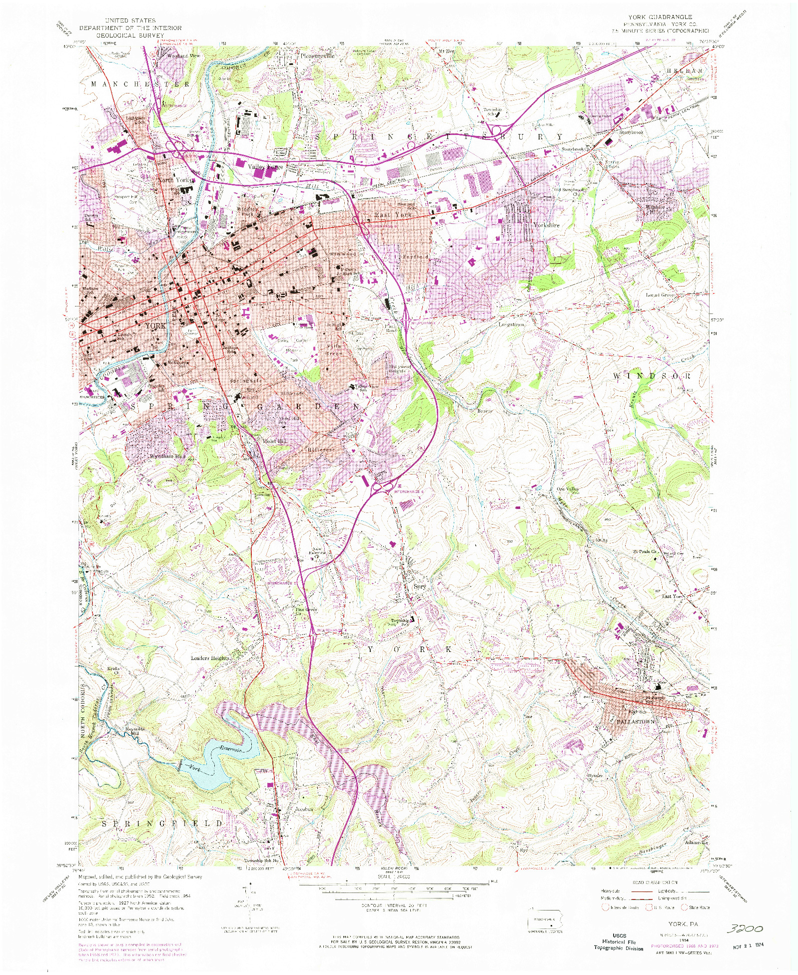 USGS 1:24000-SCALE QUADRANGLE FOR YORK, PA 1954