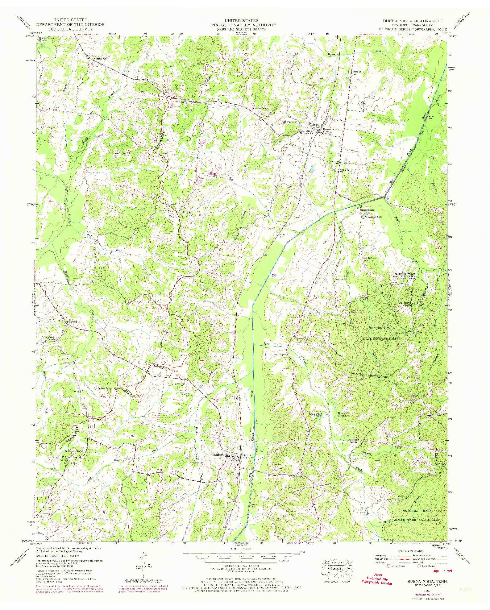 USGS 1:24000-SCALE QUADRANGLE FOR BUENA VISTA, TN 1950