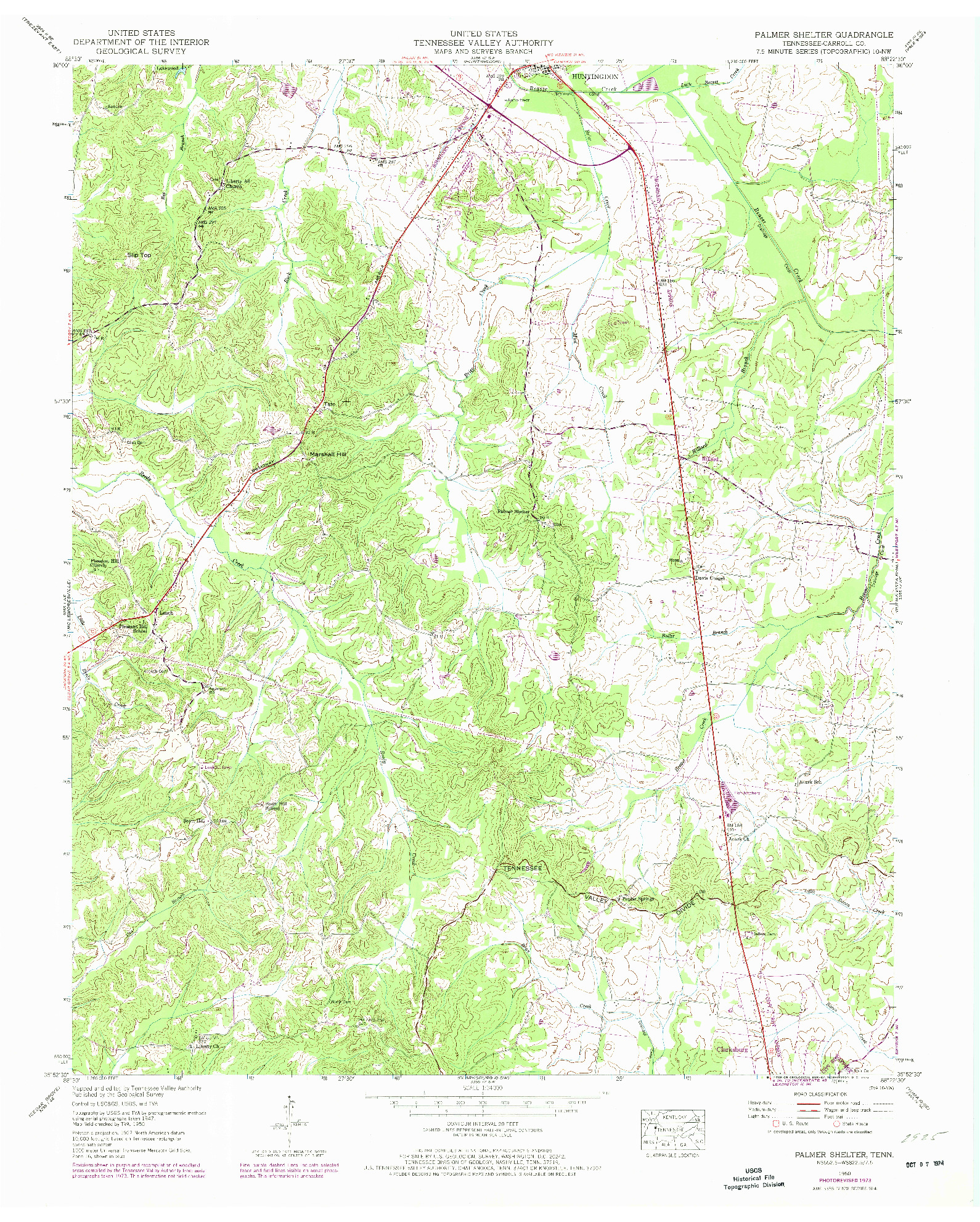 USGS 1:24000-SCALE QUADRANGLE FOR PALMER SHELTER, TN 1950