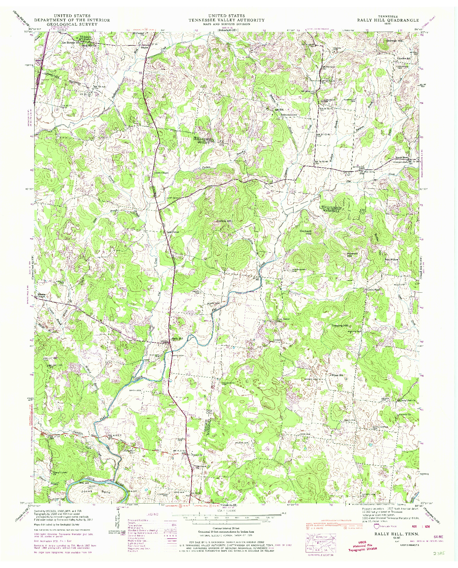 USGS 1:24000-SCALE QUADRANGLE FOR RALLY HILL, TN 1947