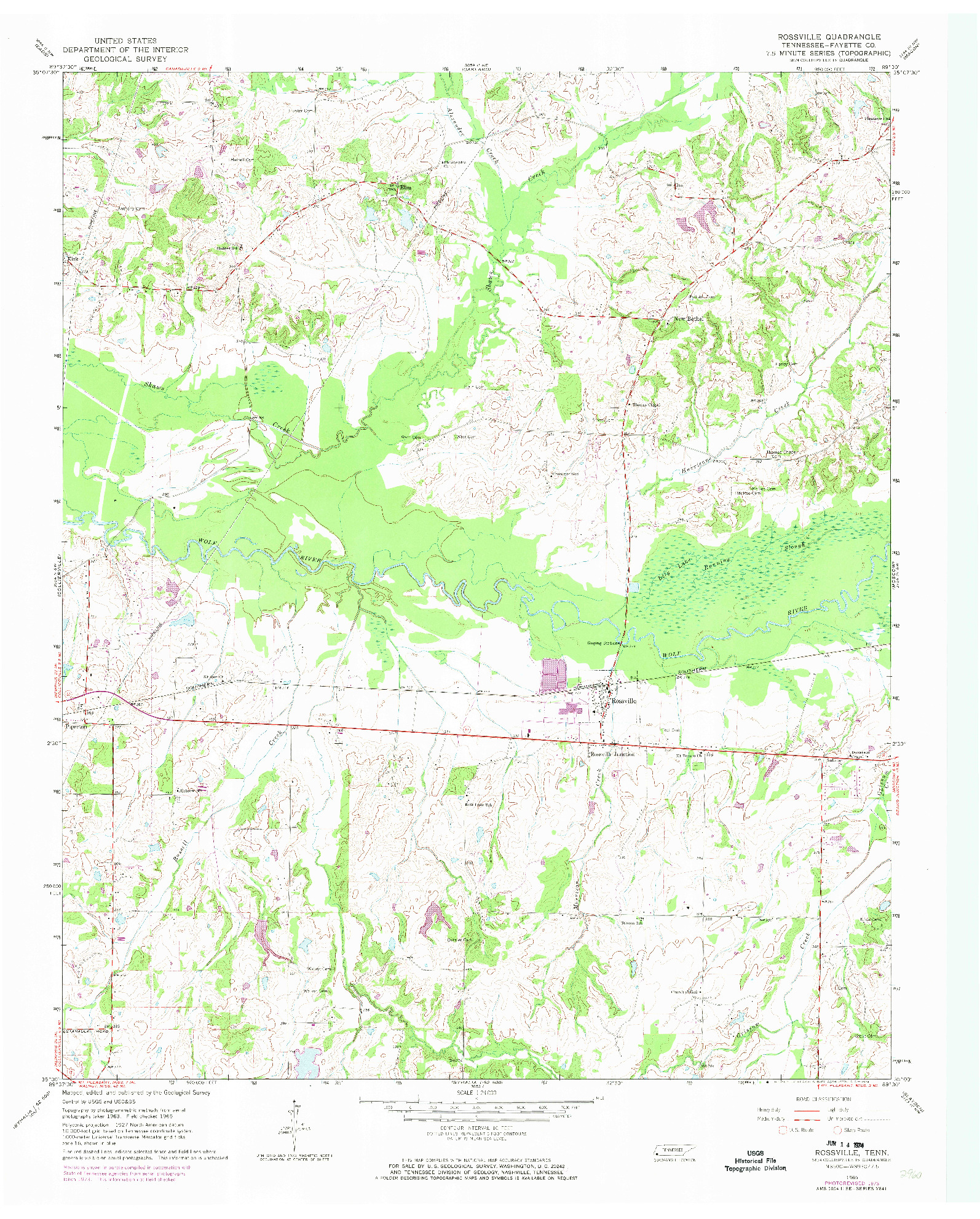 USGS 1:24000-SCALE QUADRANGLE FOR ROSSVILLE, TN 1965