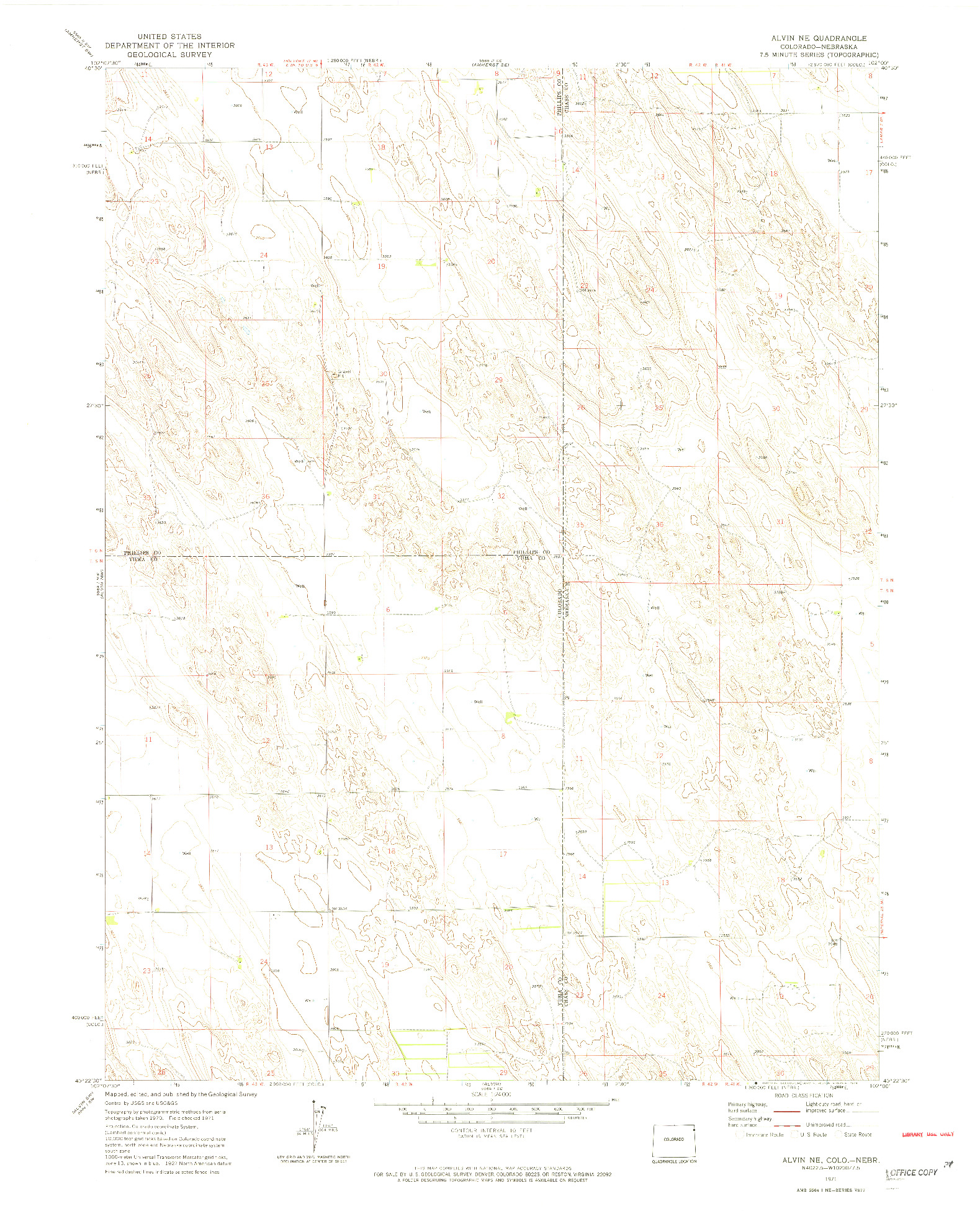 USGS 1:24000-SCALE QUADRANGLE FOR ALVIN NE, CO 1971