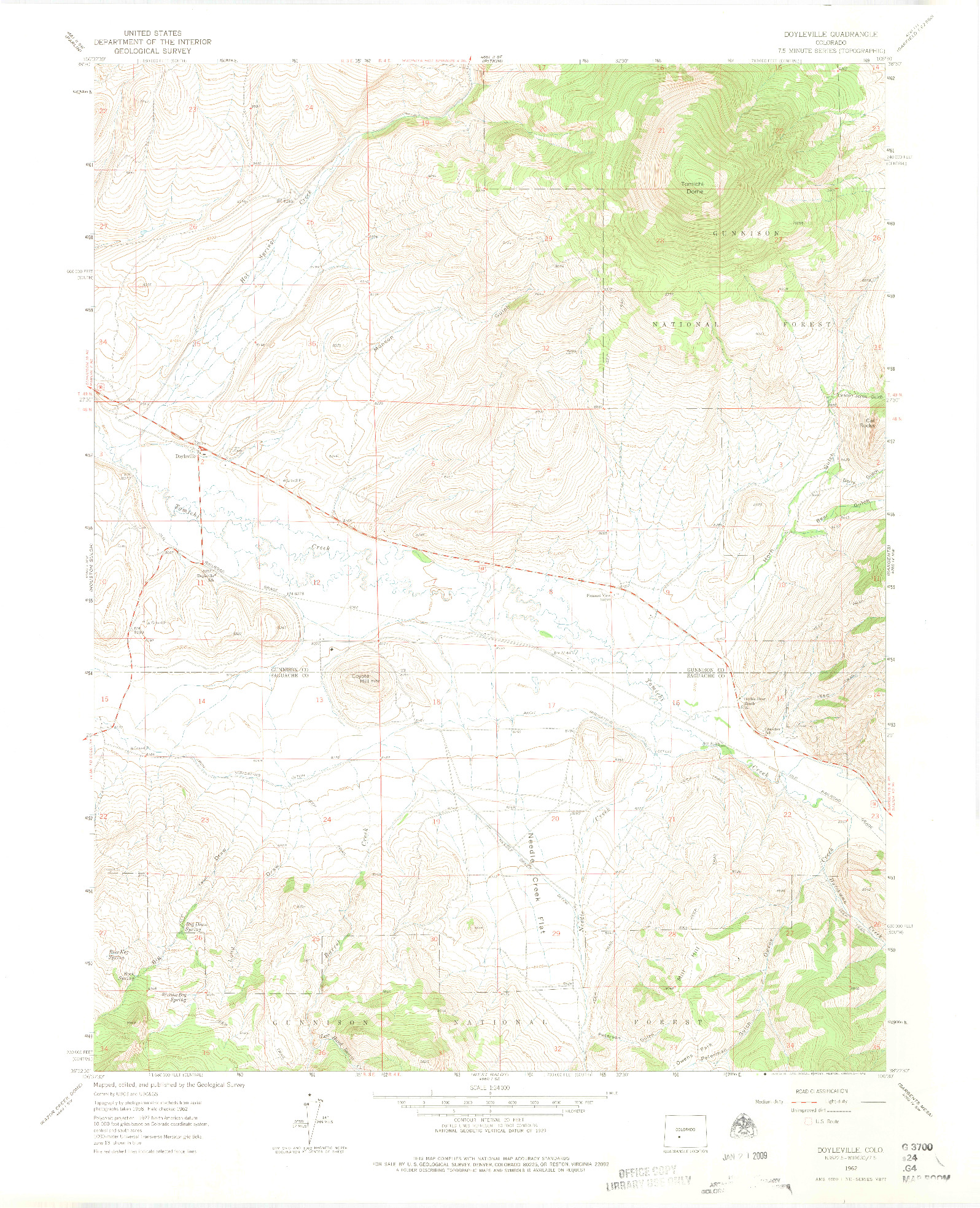 USGS 1:24000-SCALE QUADRANGLE FOR DOYLEVILLE, CO 1962