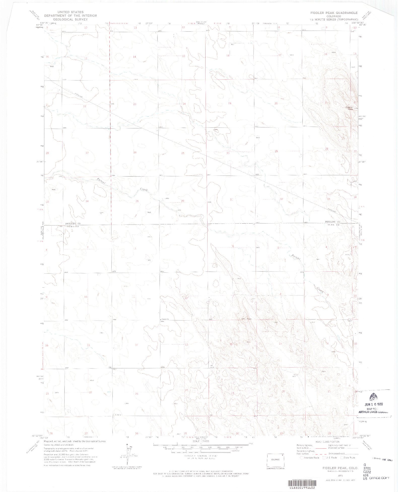USGS 1:24000-SCALE QUADRANGLE FOR FIDDLER PEAK, CO 1971