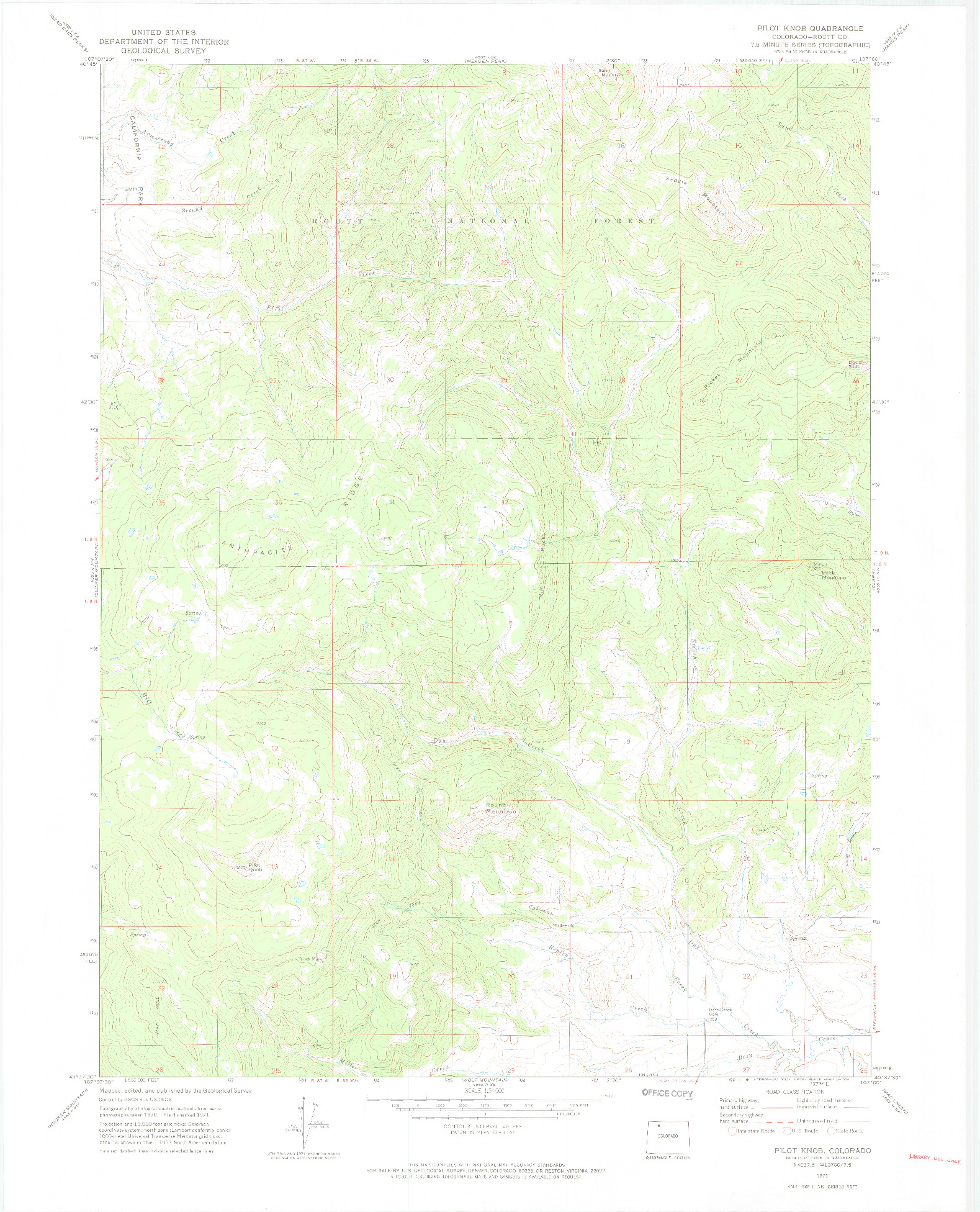 USGS 1:24000-SCALE QUADRANGLE FOR PILOT KNOB, CO 1971