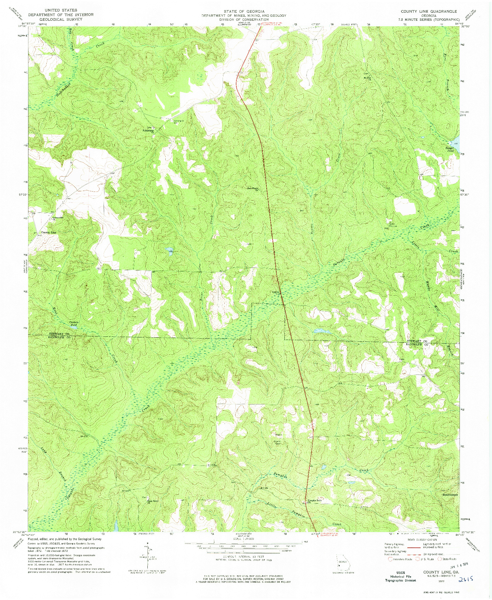 USGS 1:24000-SCALE QUADRANGLE FOR COUNTY LINE, GA 1972
