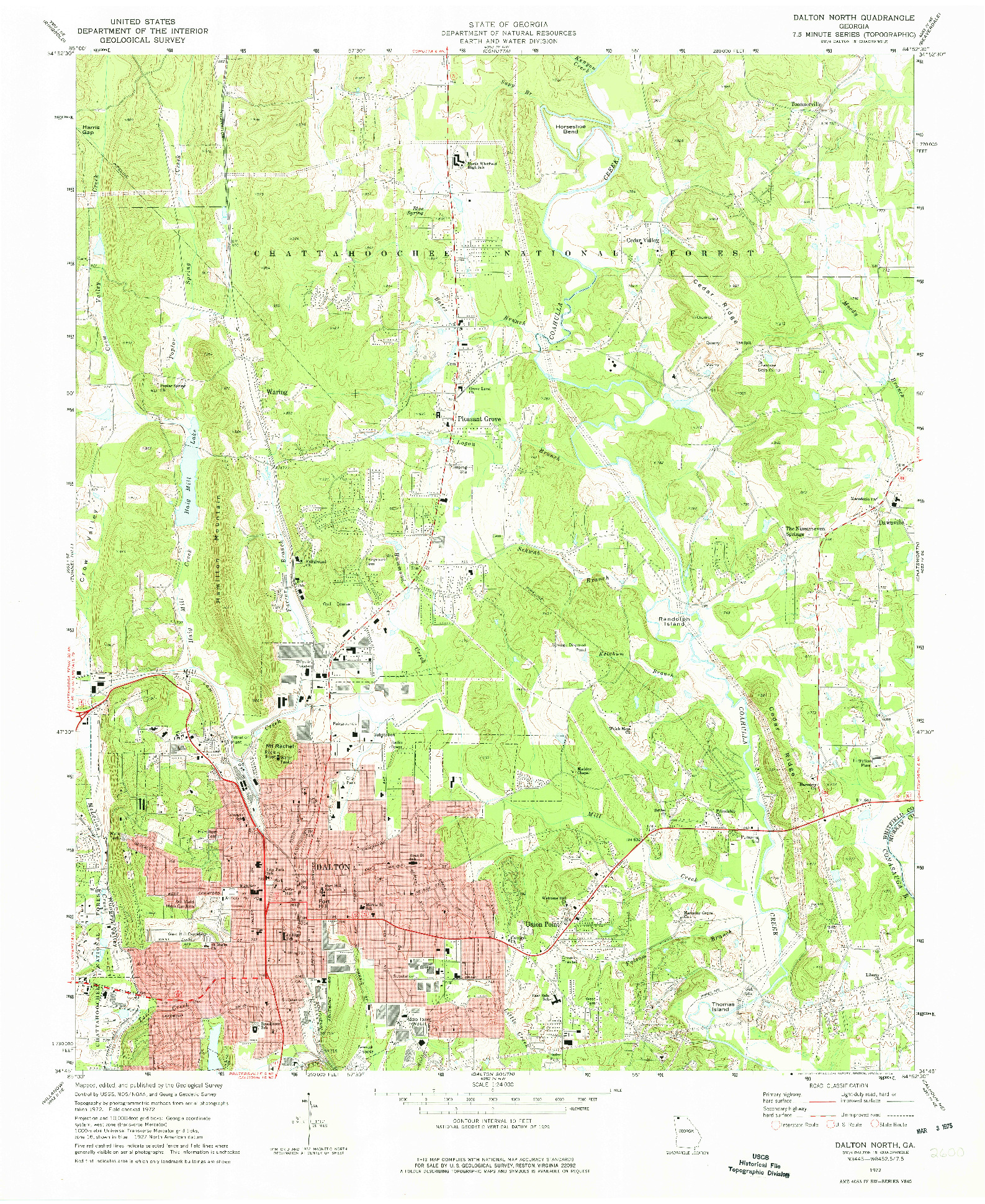 USGS 1:24000-SCALE QUADRANGLE FOR DALTON NORTH, GA 1972