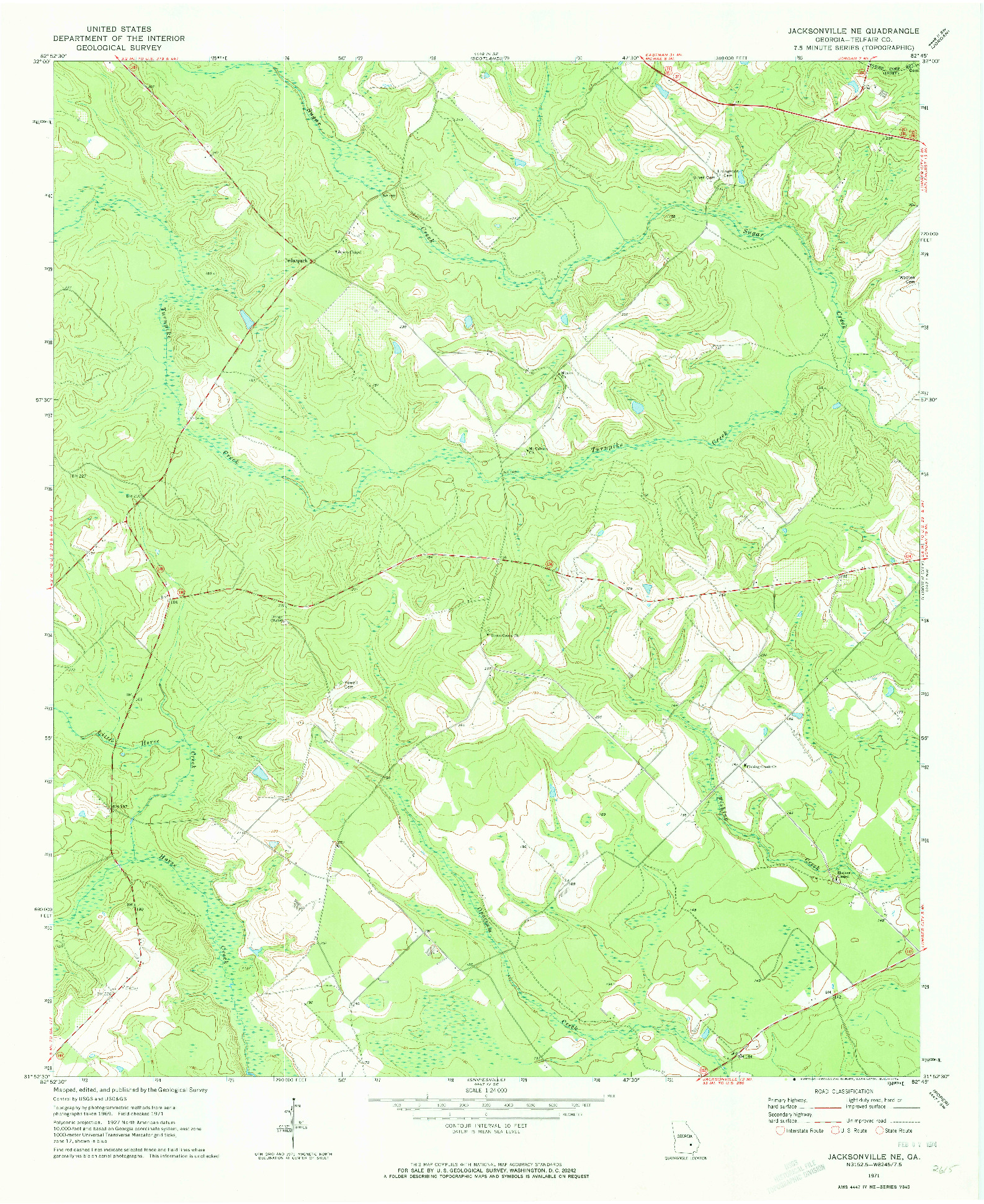 USGS 1:24000-SCALE QUADRANGLE FOR JACKSONVILLE NE, GA 1971