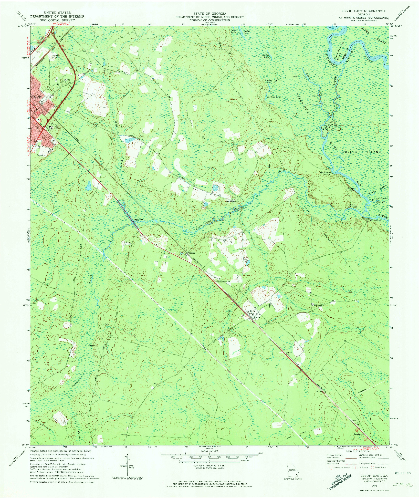 USGS 1:24000-SCALE QUADRANGLE FOR JESUP EAST, GA 1970