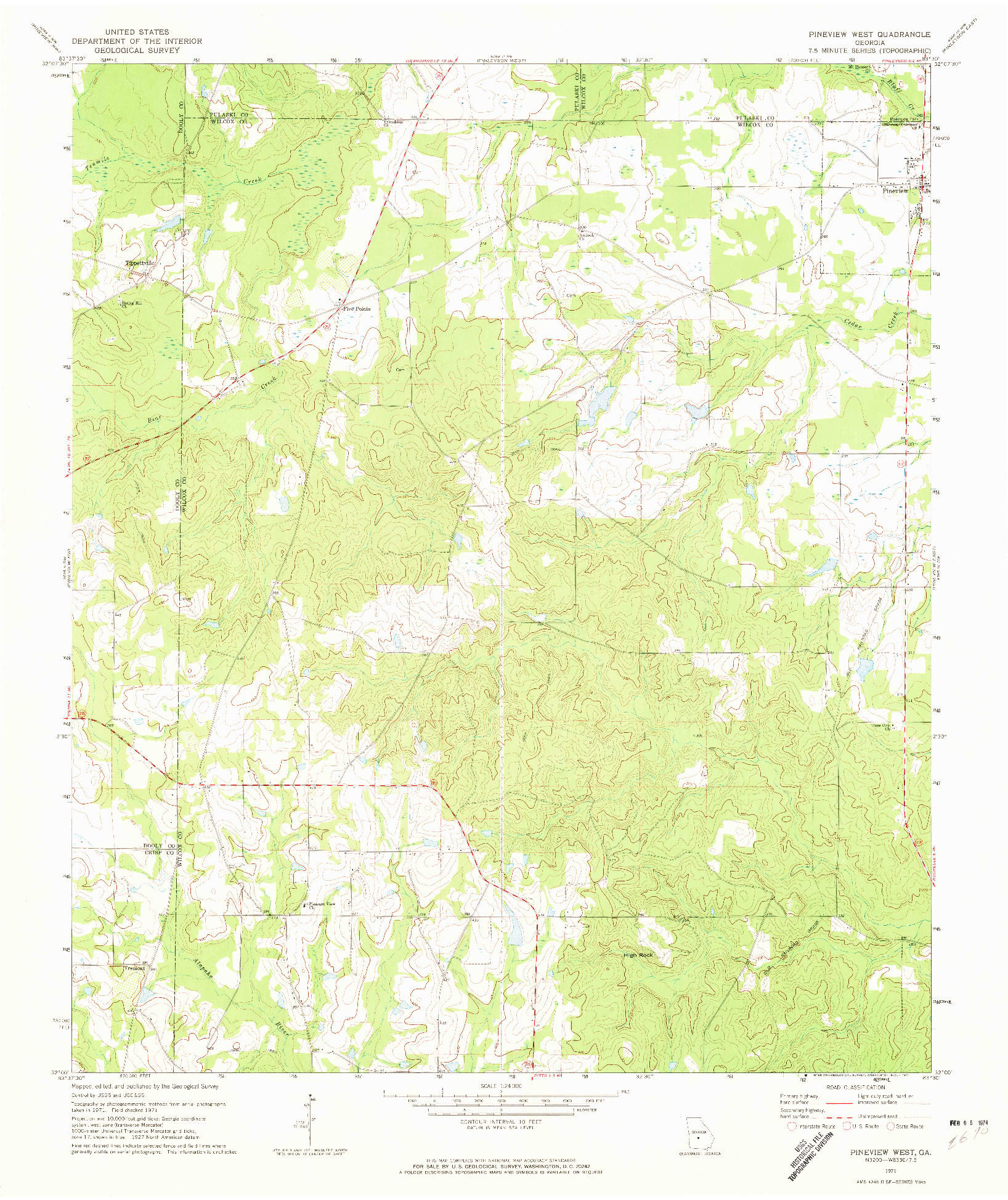USGS 1:24000-SCALE QUADRANGLE FOR PINEVIEW WEST, GA 1971