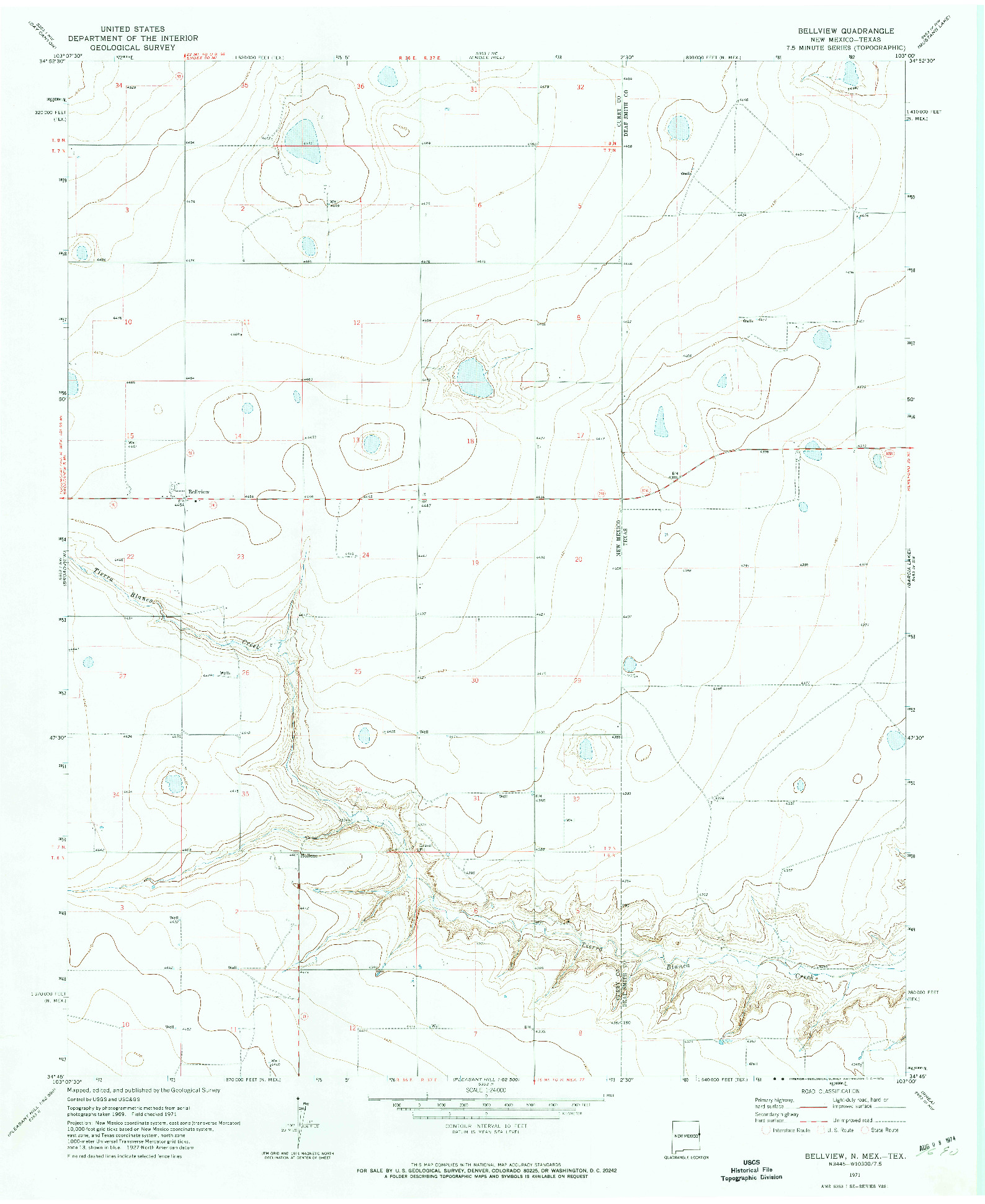 USGS 1:24000-SCALE QUADRANGLE FOR BELLVIEW, NM 1971