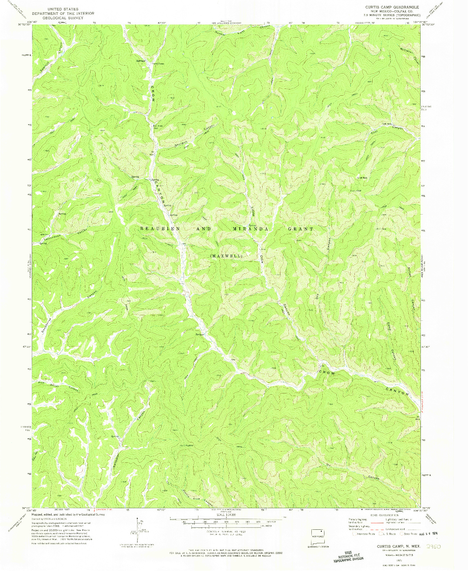 USGS 1:24000-SCALE QUADRANGLE FOR CURTIS CAMP, NM 1971