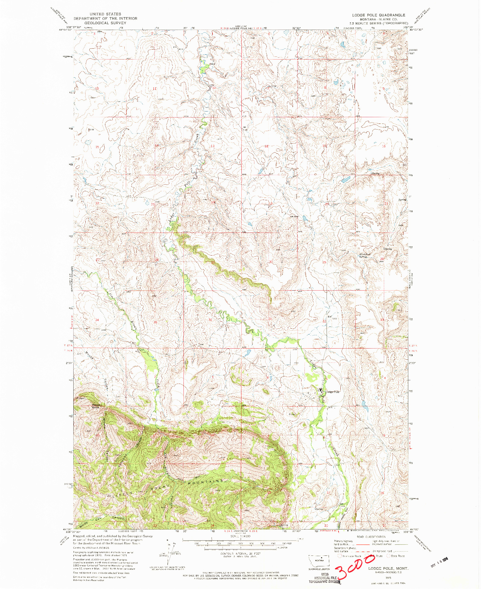 USGS 1:24000-SCALE QUADRANGLE FOR LODGE POLE, MT 1971