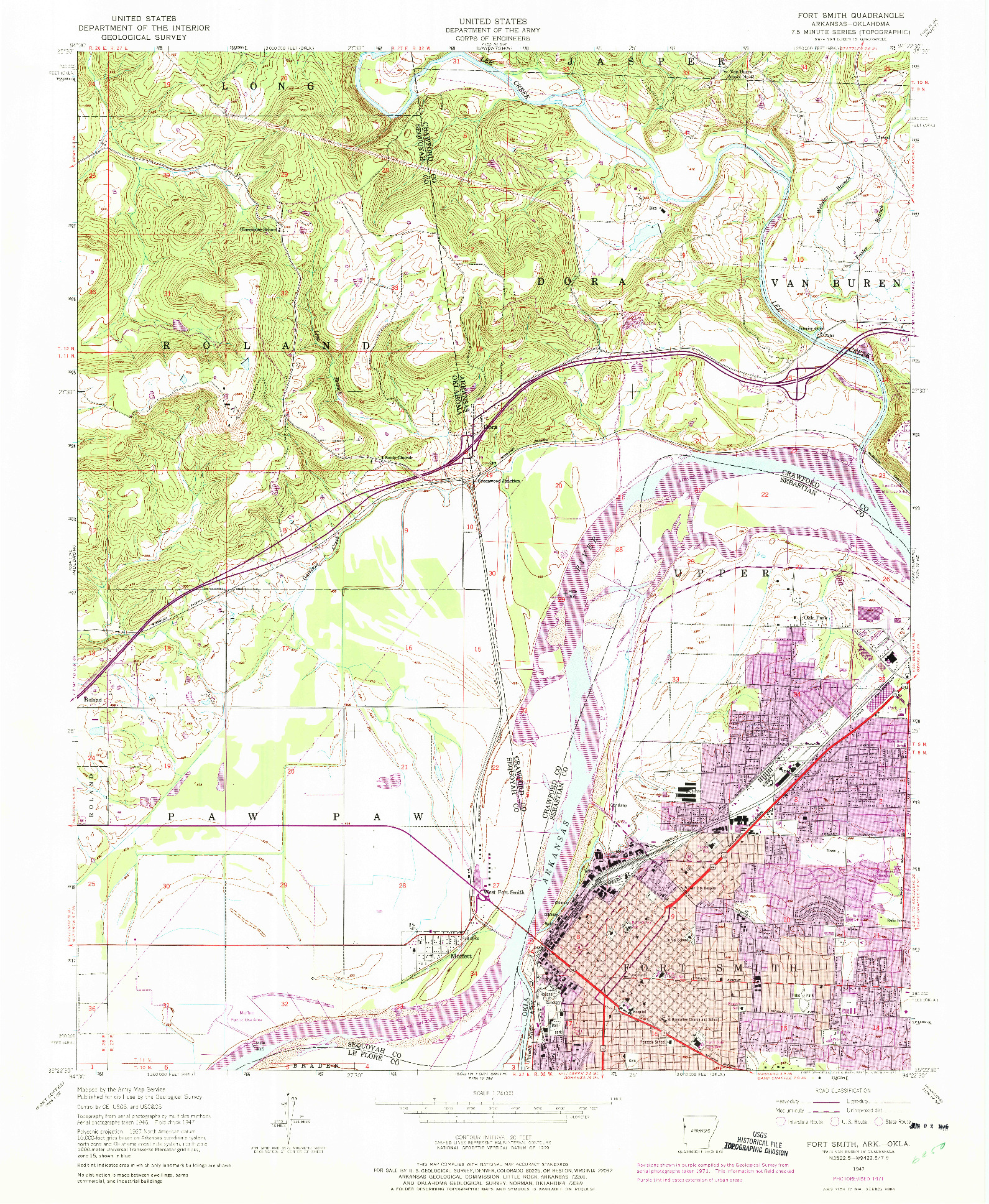 USGS 1:24000-SCALE QUADRANGLE FOR FORT SMITH, AR 1947