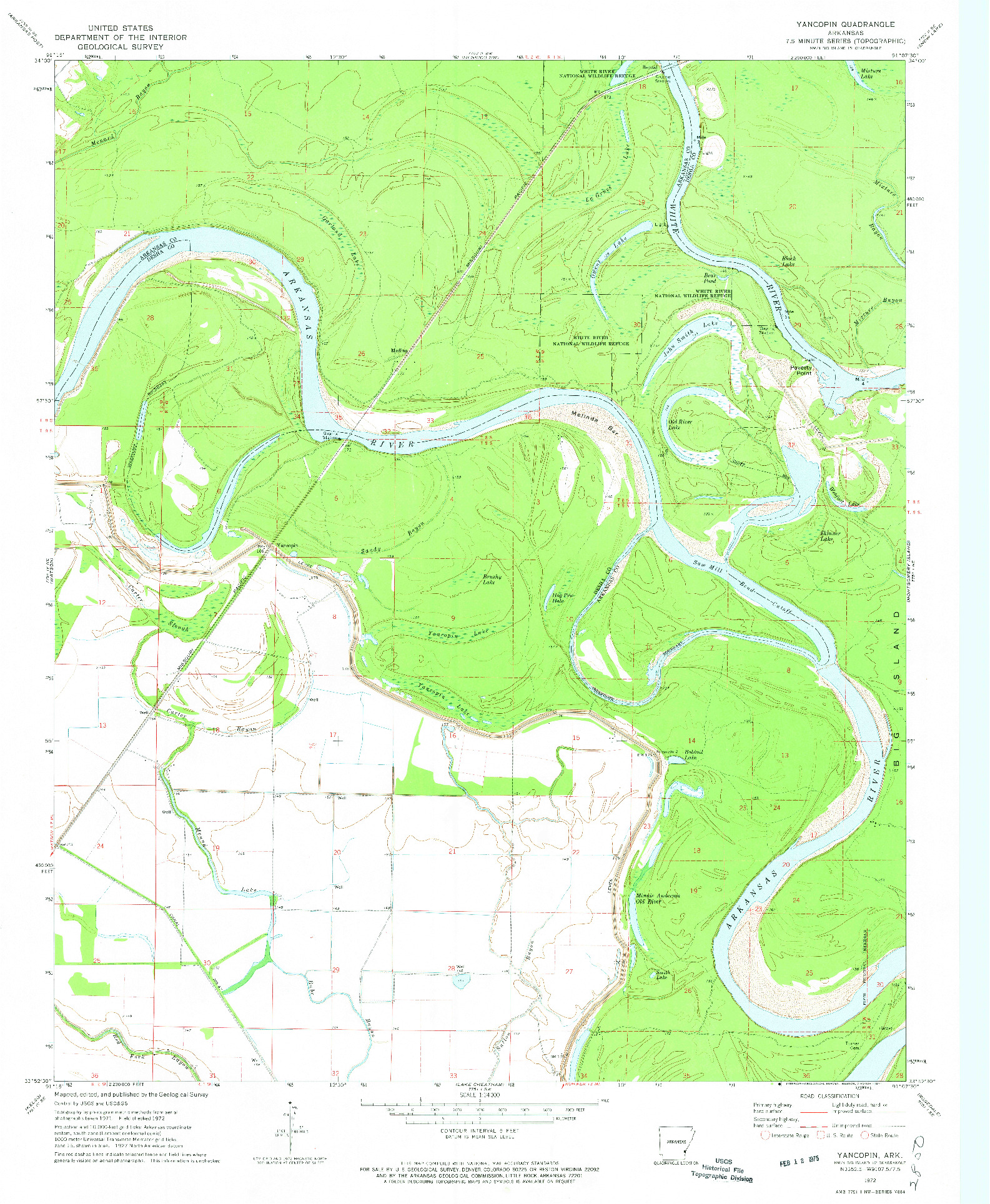 USGS 1:24000-SCALE QUADRANGLE FOR YANCOPIN, AR 1972