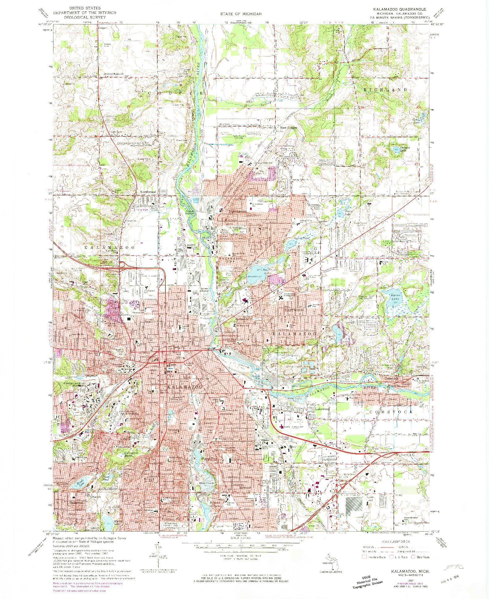 USGS 1:24000-SCALE QUADRANGLE FOR KALAMAZOO, MI 1967