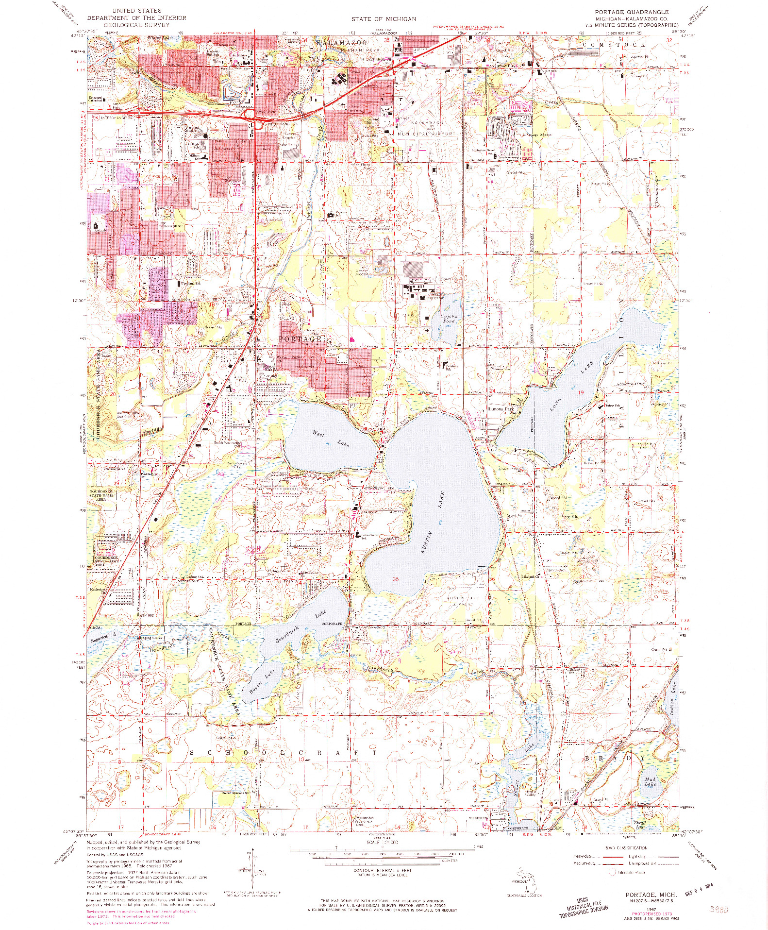 USGS 1:24000-SCALE QUADRANGLE FOR PORTAGE, MI 1967