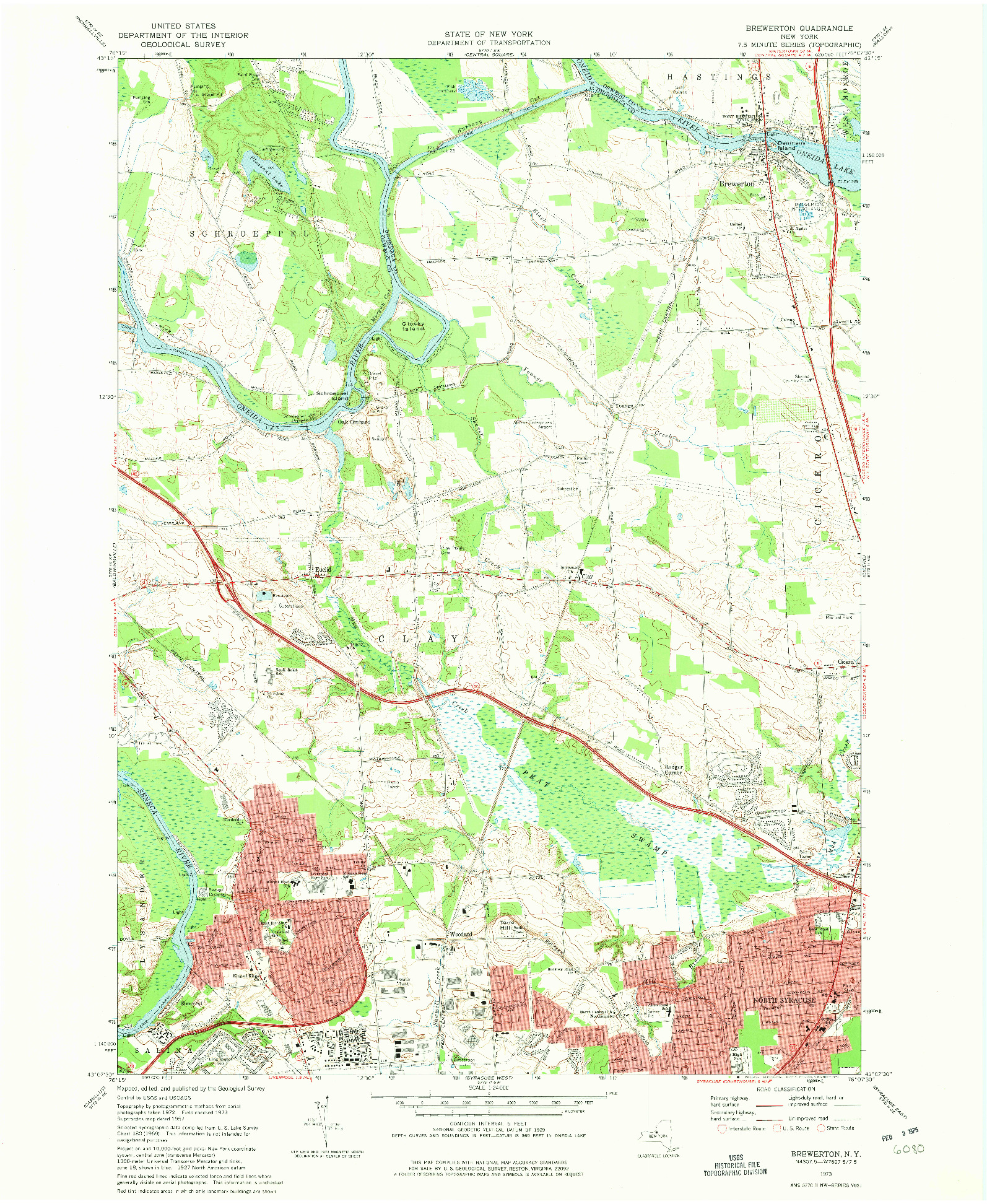 USGS 1:24000-SCALE QUADRANGLE FOR BREWERTON, NY 1973