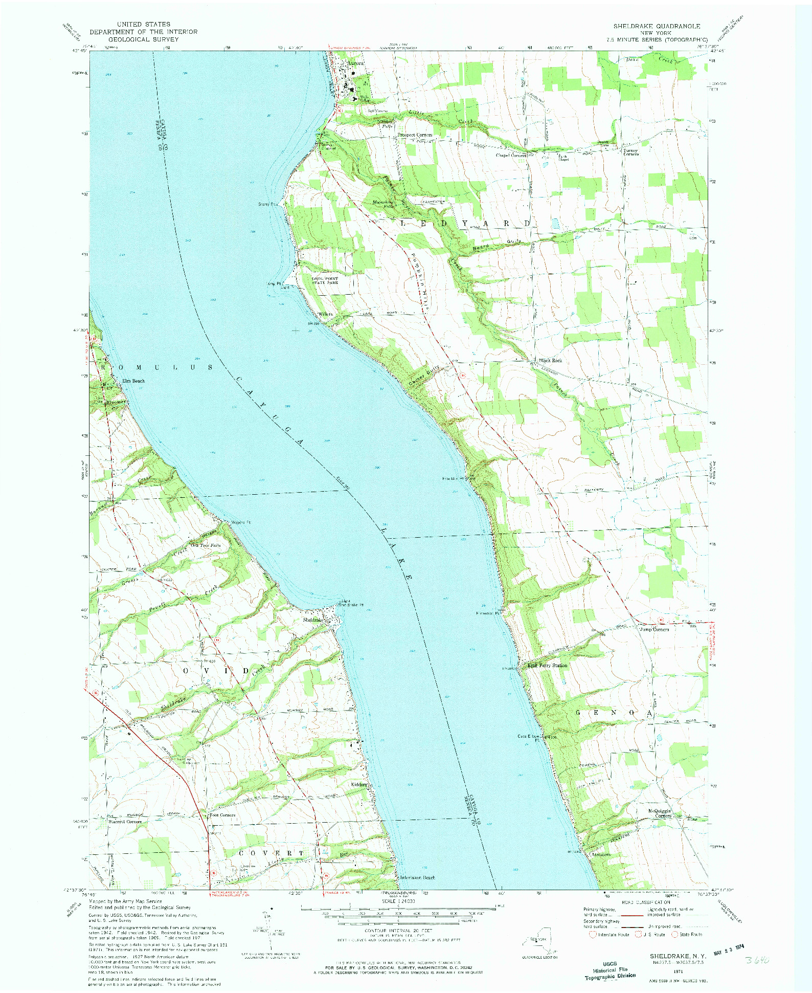 USGS 1:24000-SCALE QUADRANGLE FOR SHELDRAKE, NY 1971
