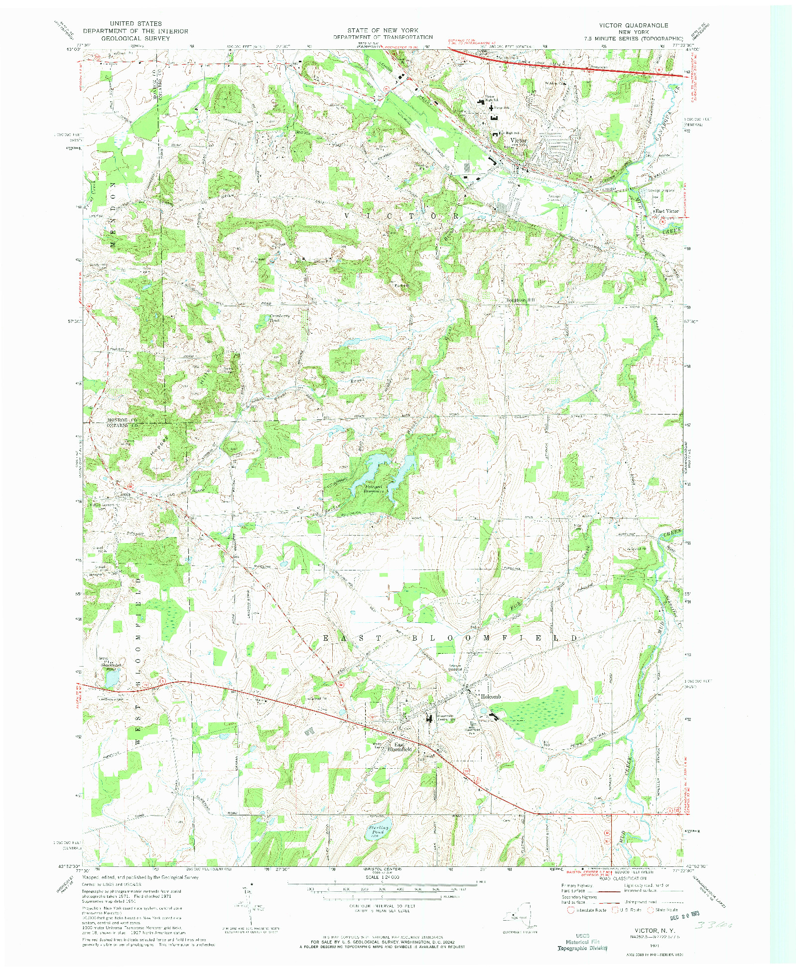 USGS 1:24000-SCALE QUADRANGLE FOR VICTOR, NY 1971