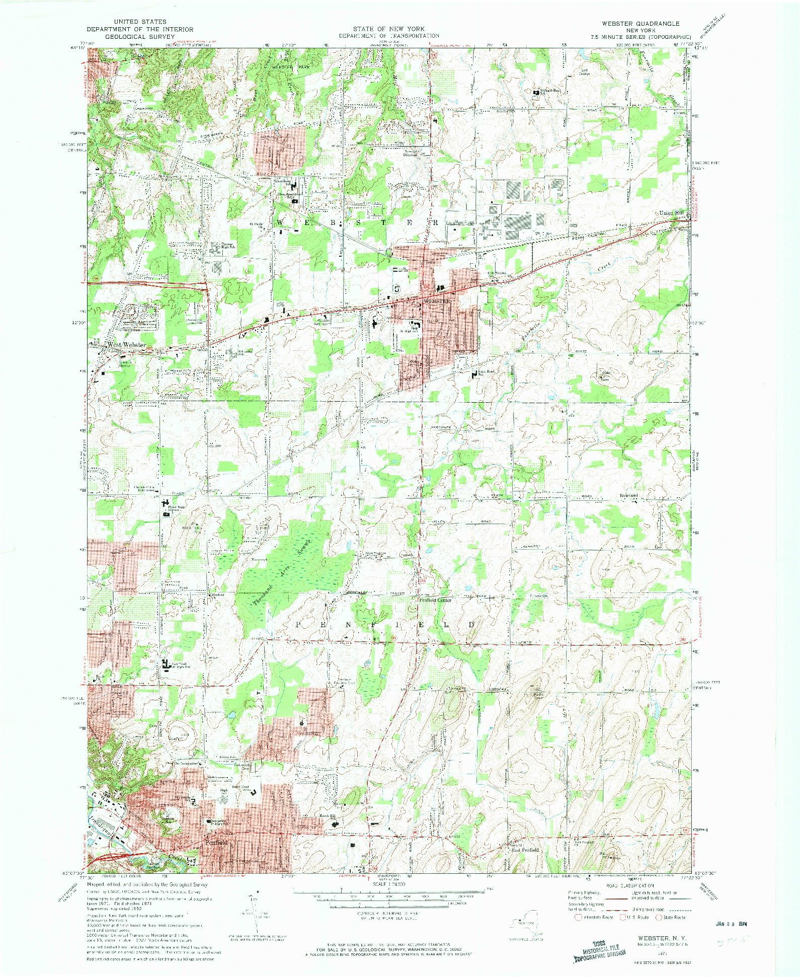 USGS 1:24000-SCALE QUADRANGLE FOR WEBSTER, NY 1971