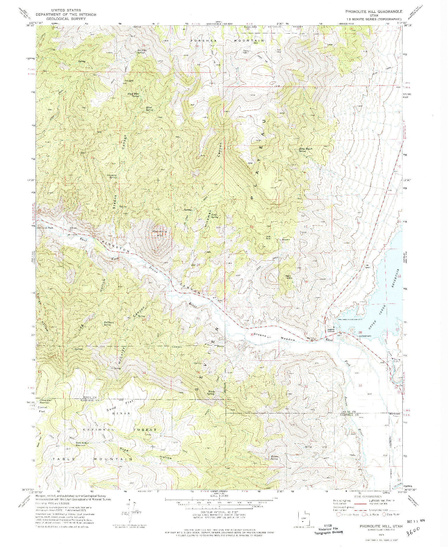 USGS 1:24000-SCALE QUADRANGLE FOR PHONOLITE HILL, UT 1971