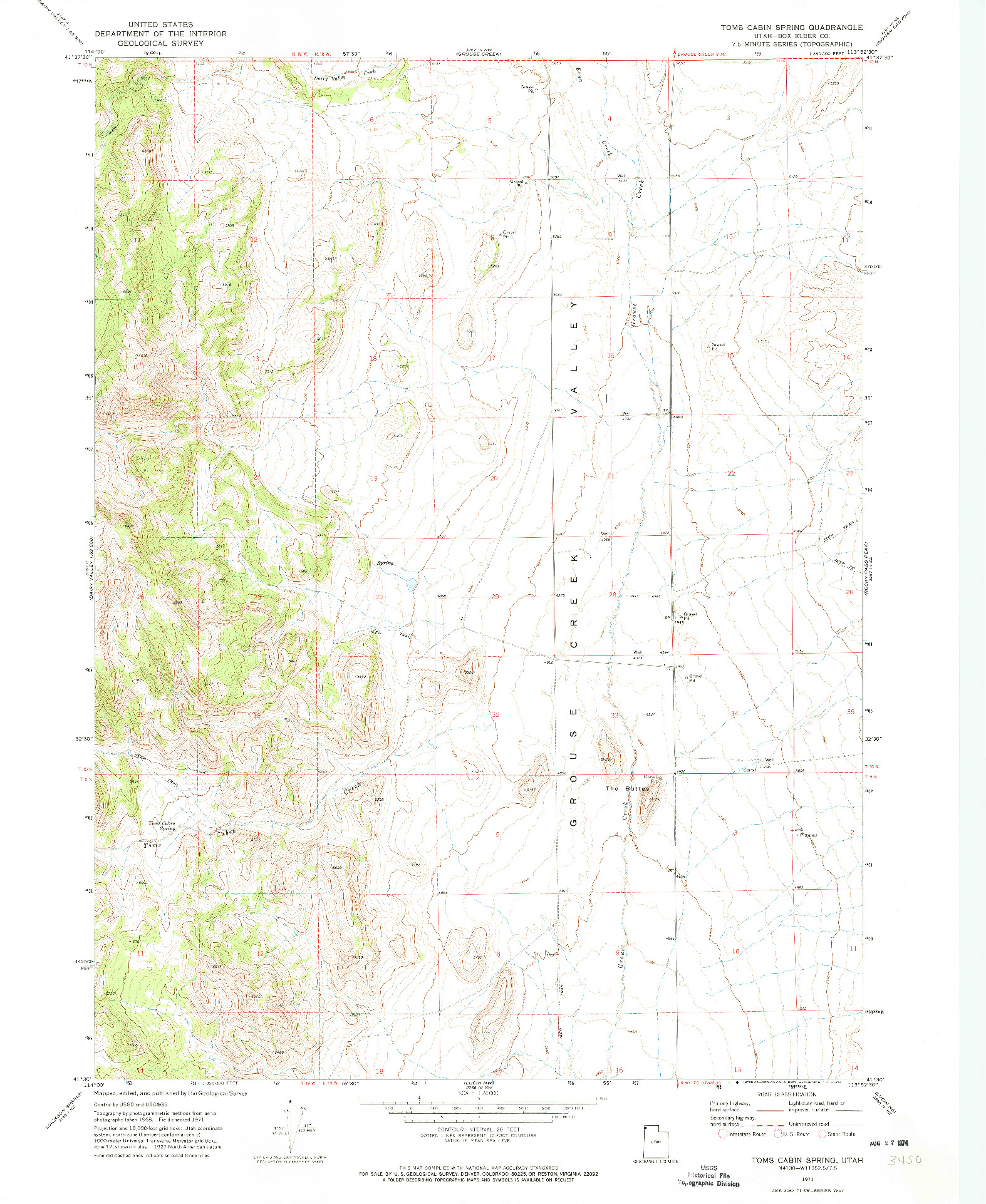 USGS 1:24000-SCALE QUADRANGLE FOR TOMS CABIN SPRING, UT 1971