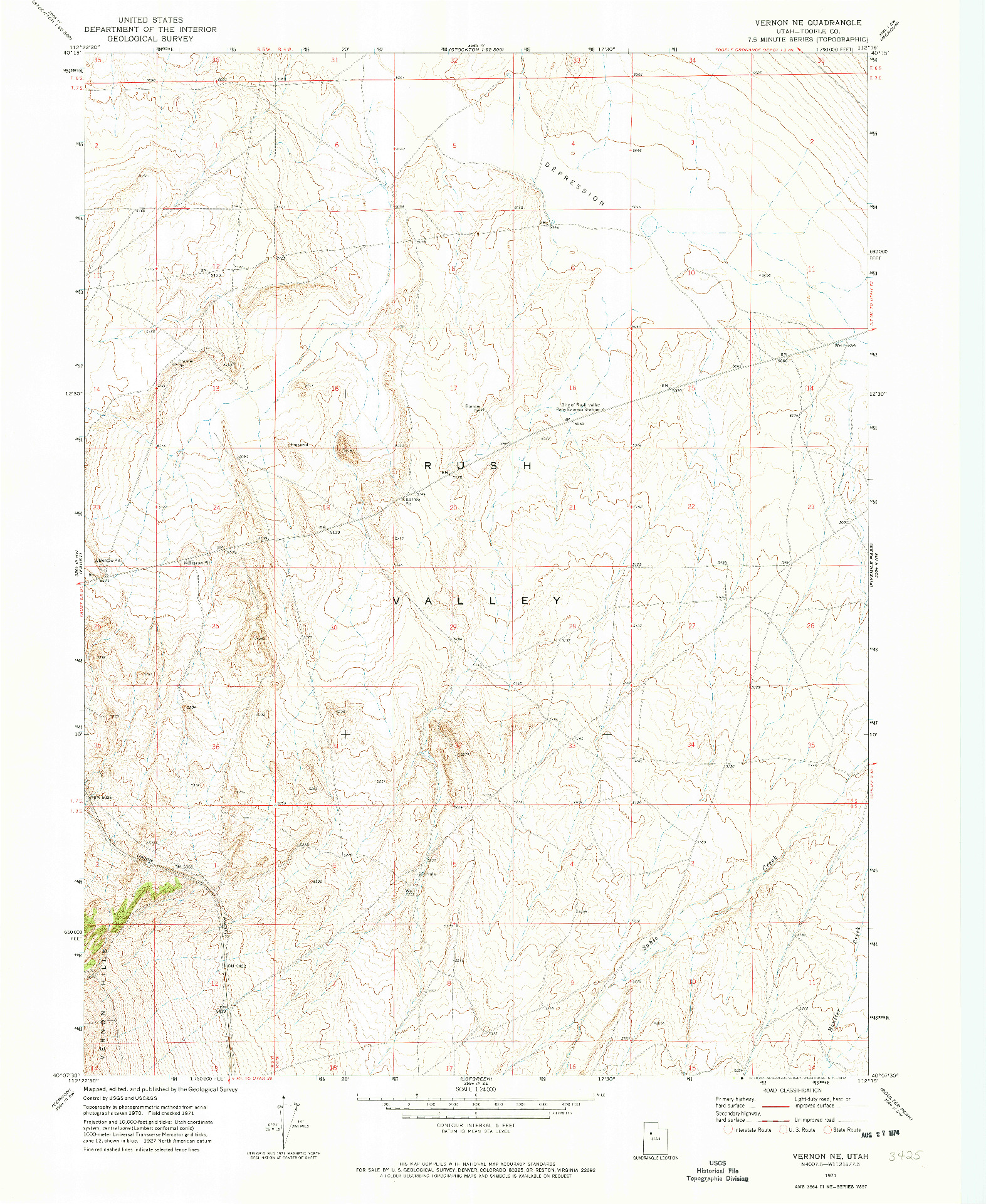 USGS 1:24000-SCALE QUADRANGLE FOR VERNON NE, UT 1971