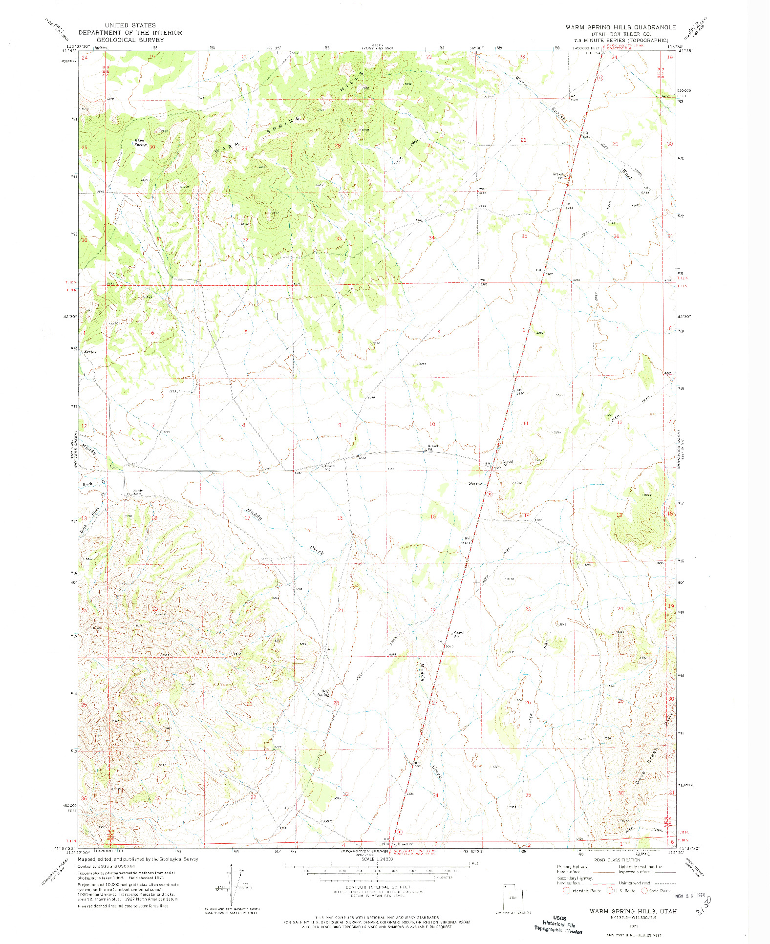 USGS 1:24000-SCALE QUADRANGLE FOR WARM SPRING HILLS, UT 1971