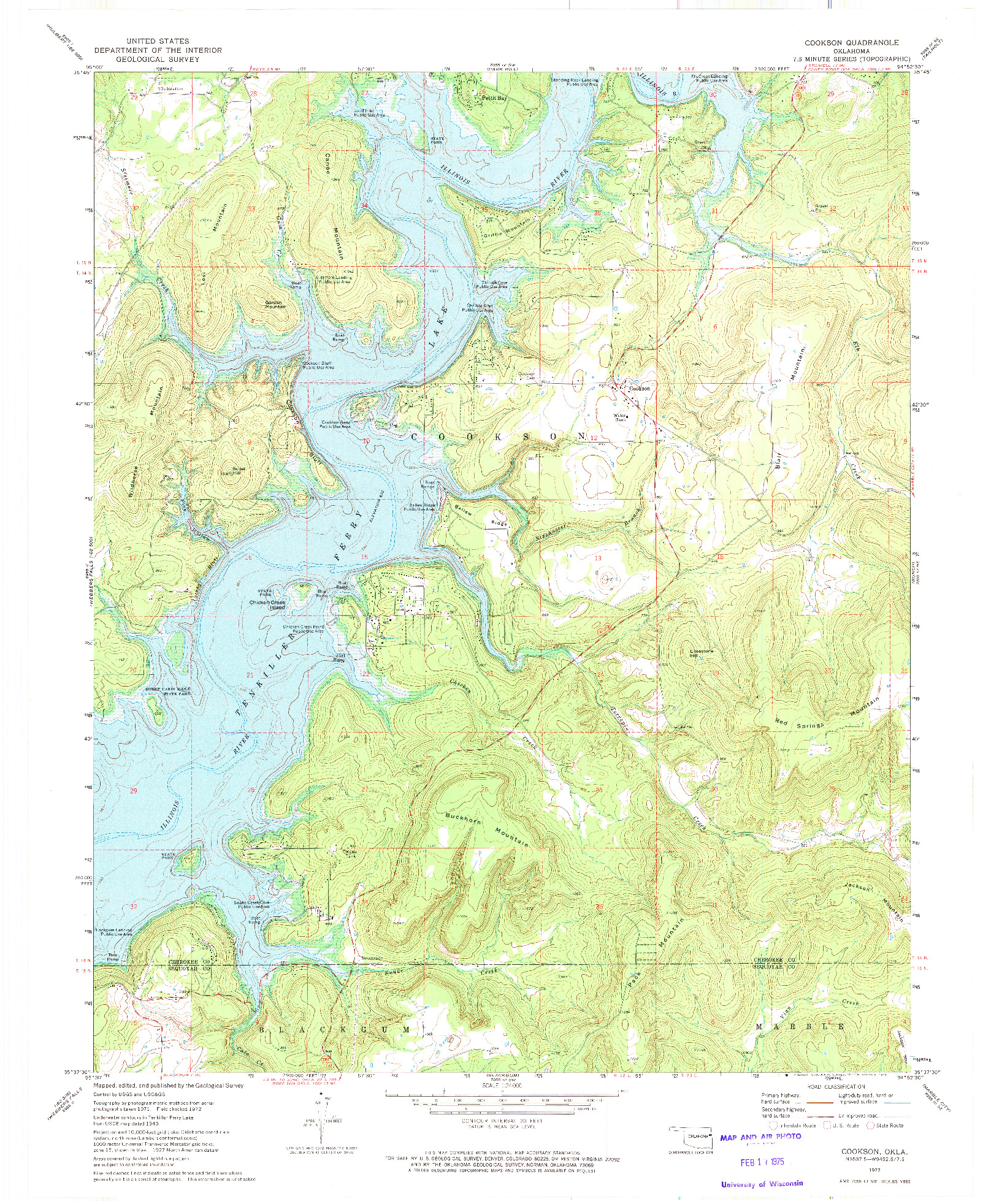 USGS 1:24000-SCALE QUADRANGLE FOR COOKSON, OK 1972