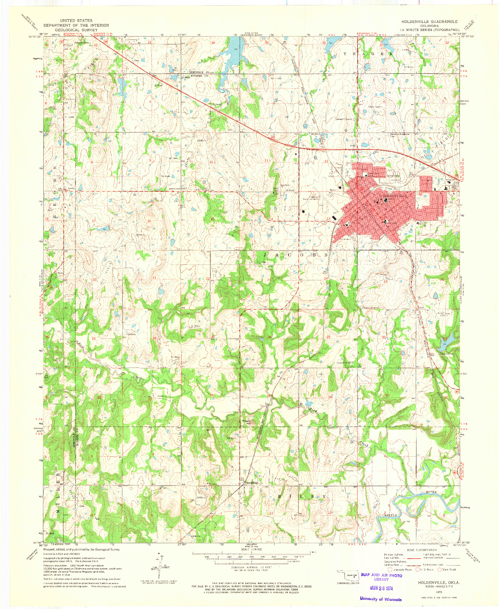 USGS 1:24000-SCALE QUADRANGLE FOR HOLDENVILLE, OK 1972