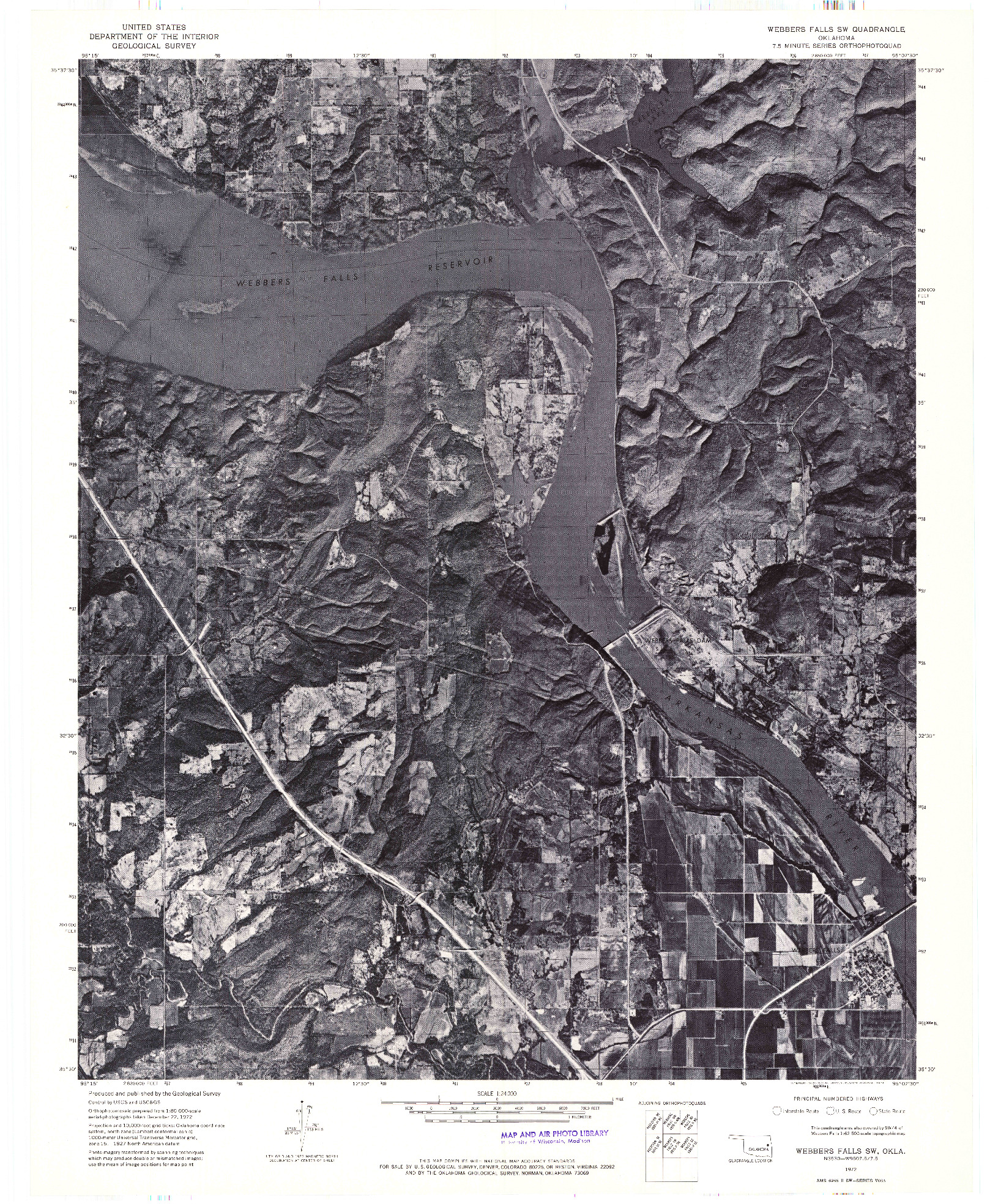 USGS 1:24000-SCALE QUADRANGLE FOR WEBBERS FALLS SW, OK 1972