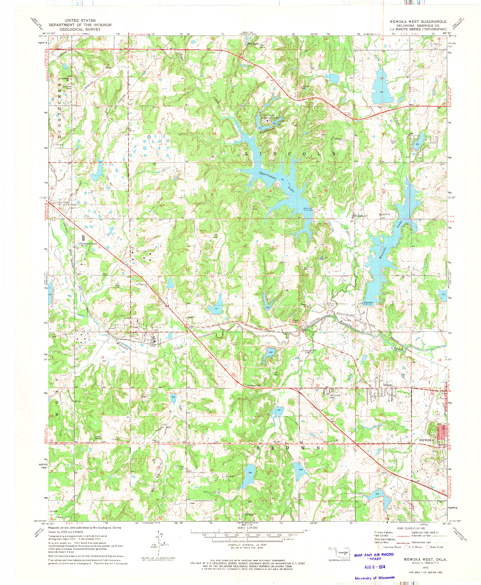 USGS 1:24000-SCALE QUADRANGLE FOR WEWOKA WEST, OK 1972