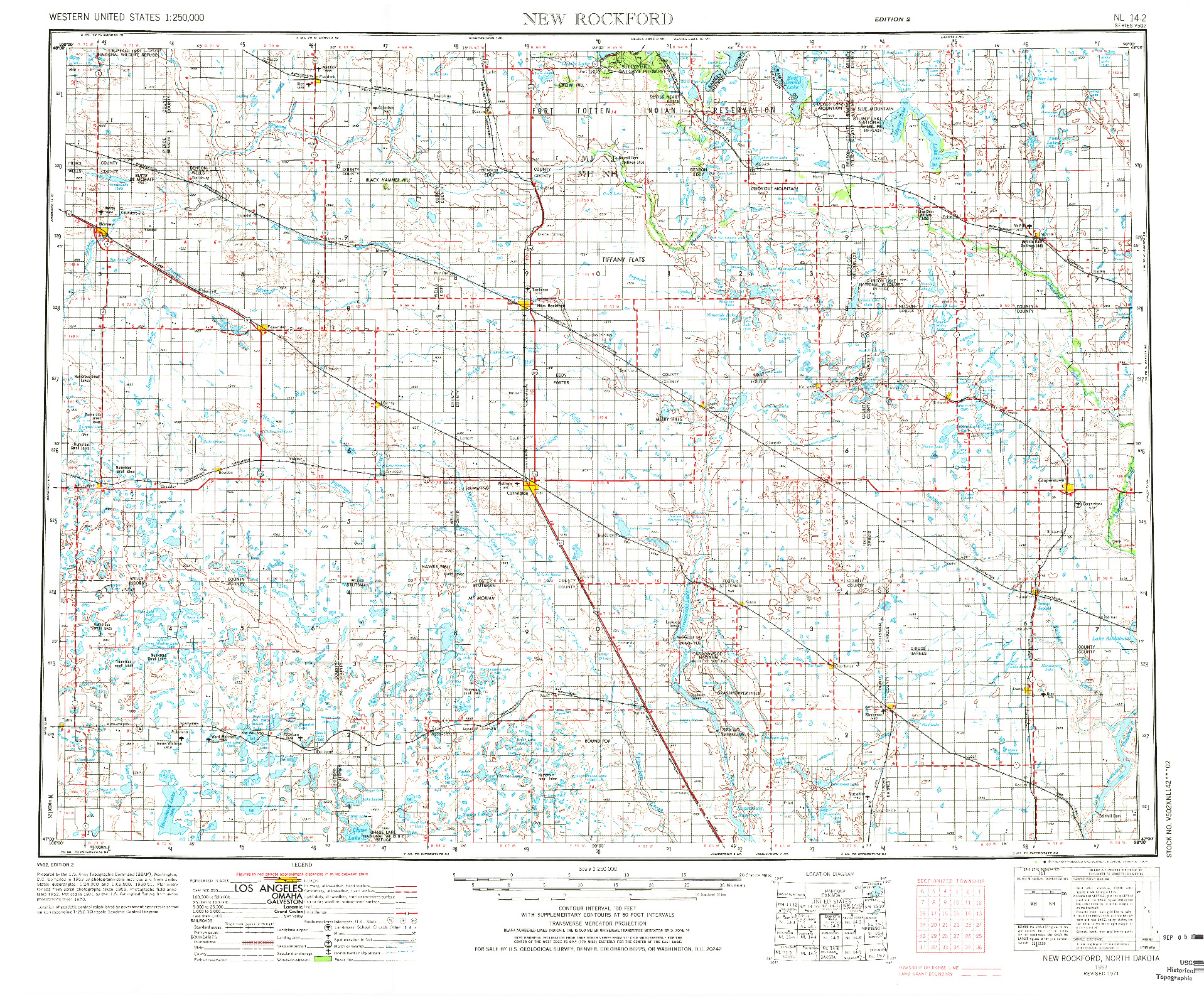 USGS 1:250000-SCALE QUADRANGLE FOR NEW ROCKFORD, ND 1971