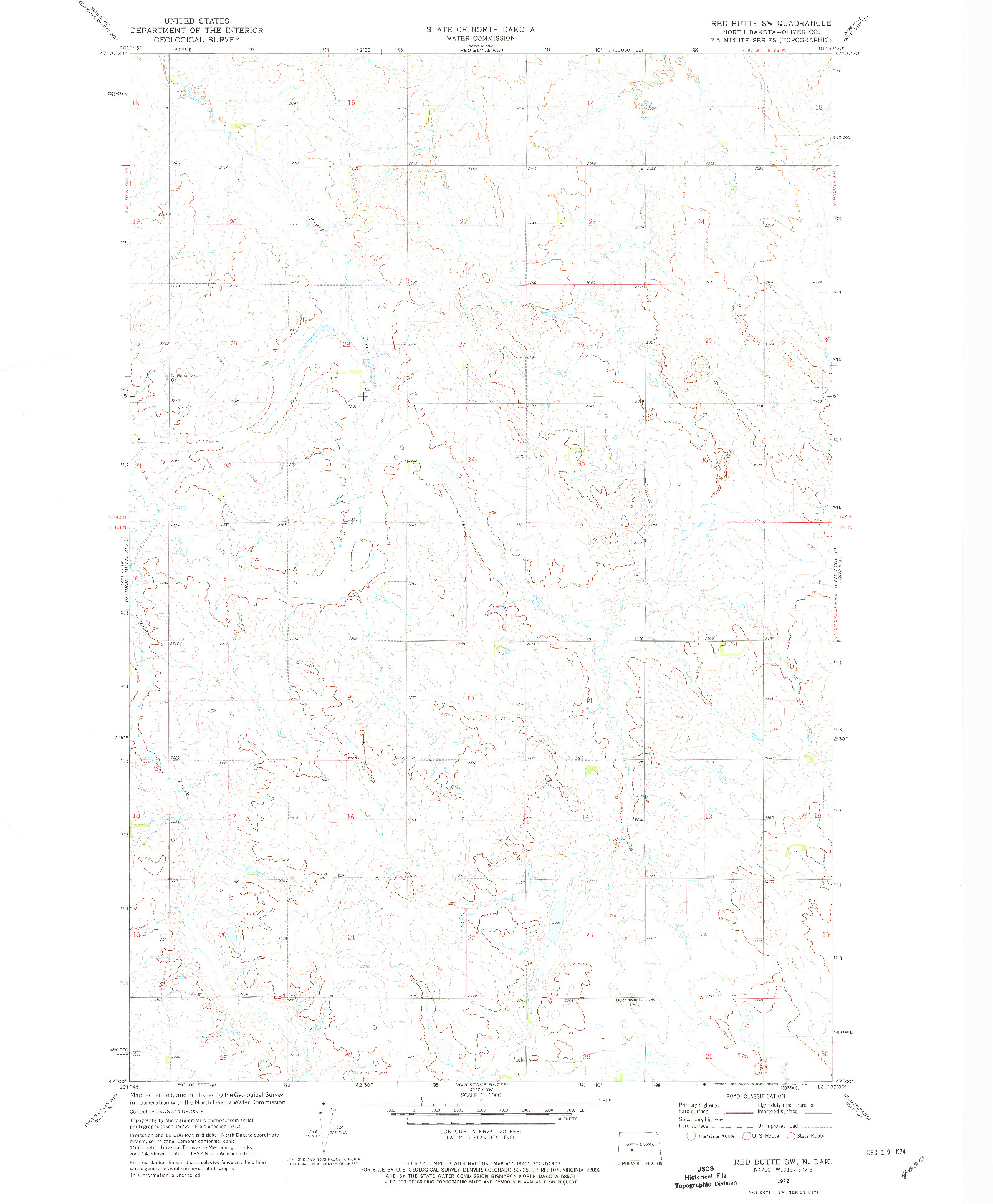 USGS 1:24000-SCALE QUADRANGLE FOR RED BUTTE SW, ND 1972