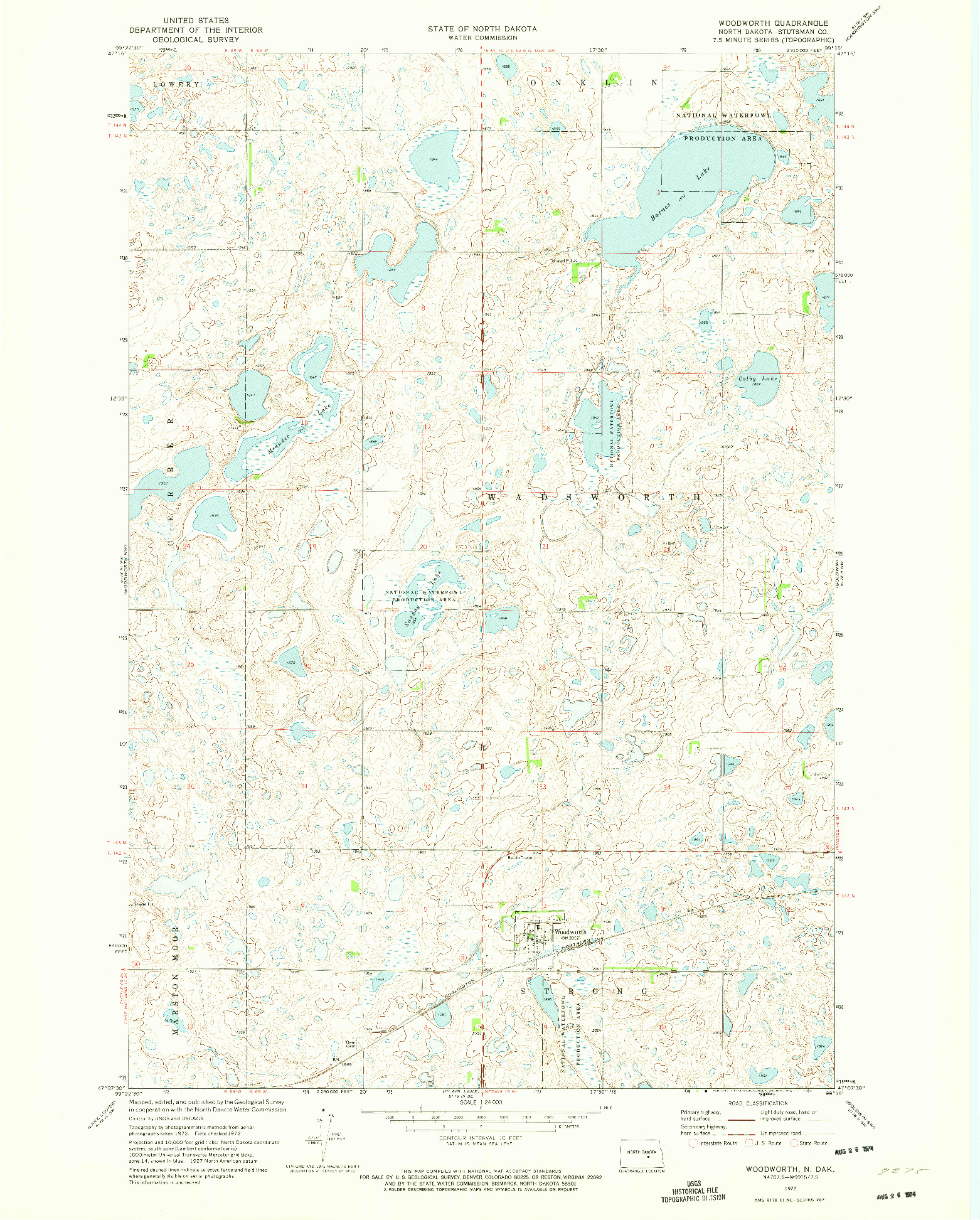 USGS 1:24000-SCALE QUADRANGLE FOR WOODWORTH, ND 1972