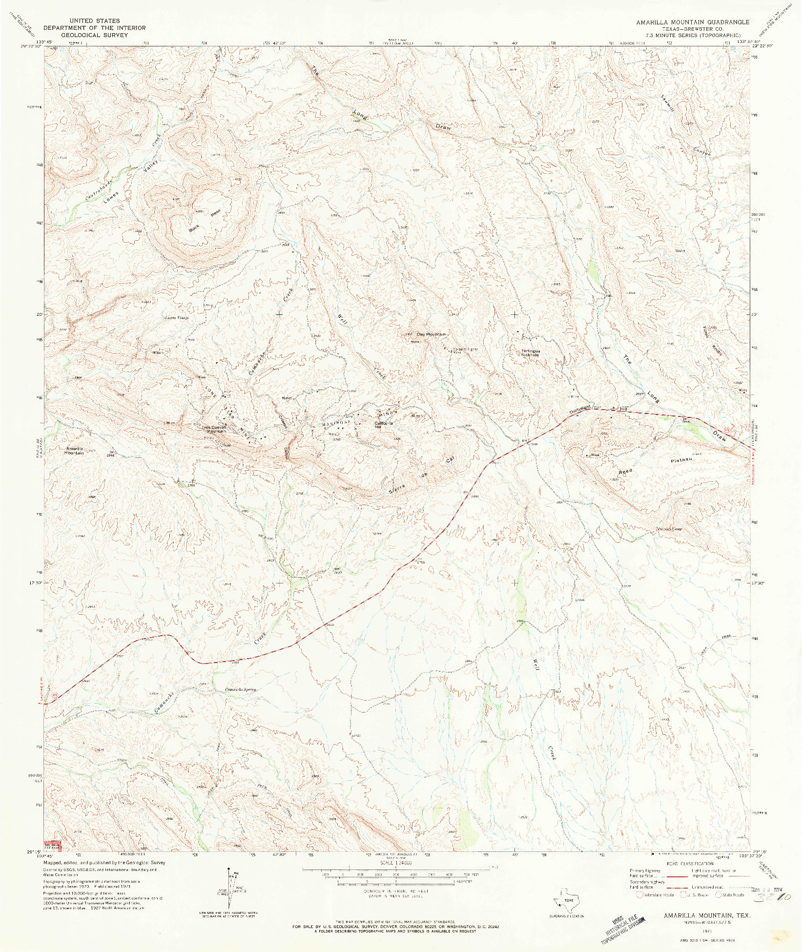 USGS 1:24000-SCALE QUADRANGLE FOR AMARILLA MOUNTAIN, TX 1971