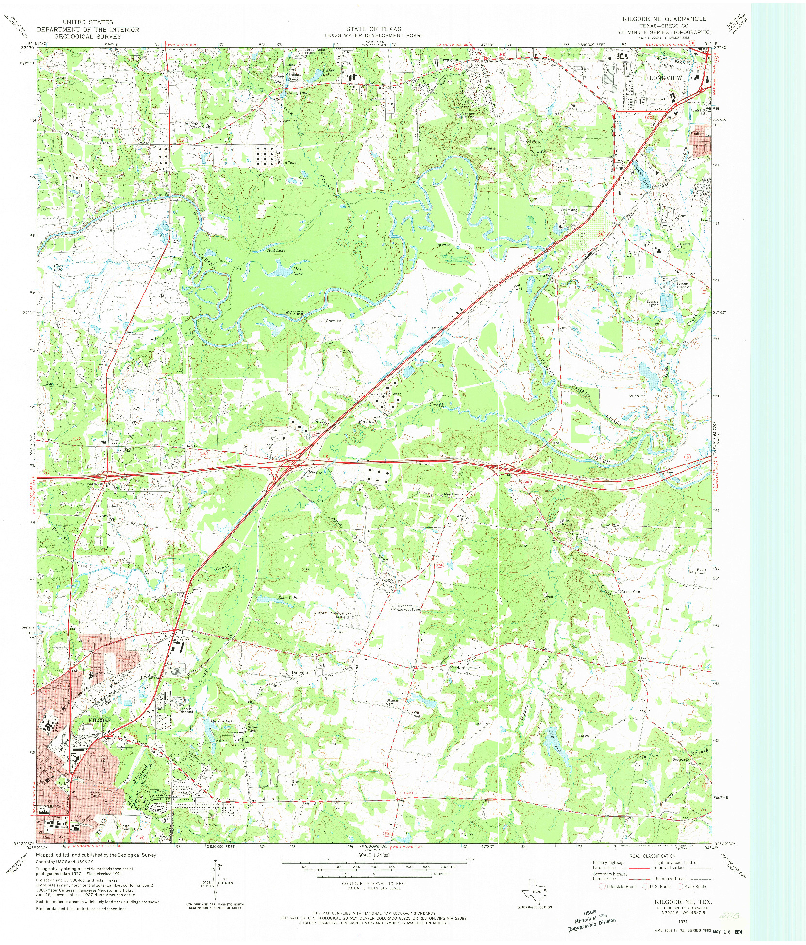 USGS 1:24000-SCALE QUADRANGLE FOR KILGORE NE, TX 1971
