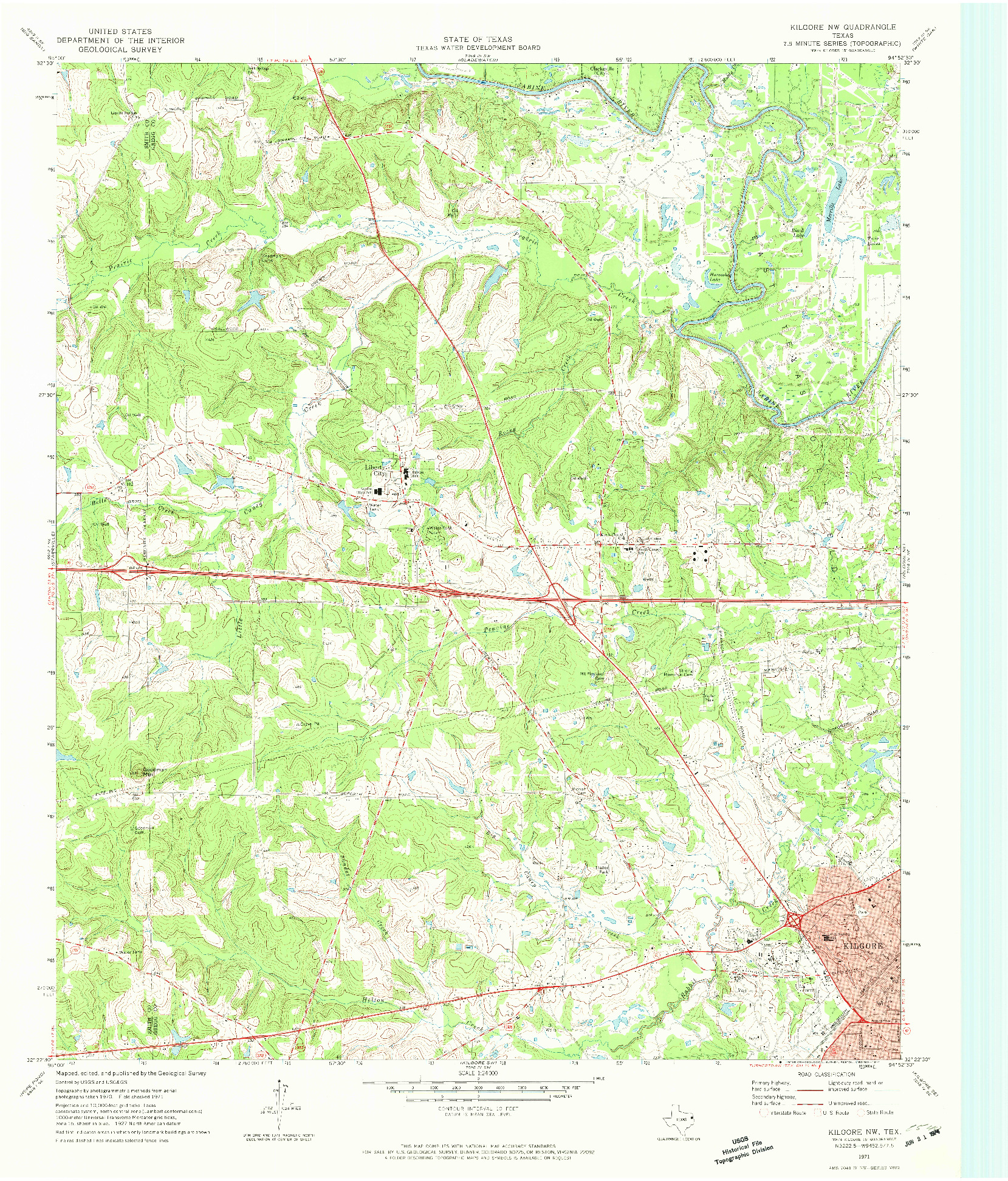 USGS 1:24000-SCALE QUADRANGLE FOR KILGORE NW, TX 1971