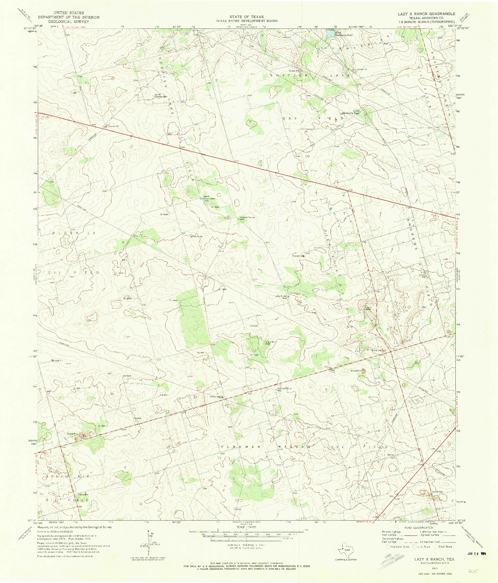 USGS 1:24000-SCALE QUADRANGLE FOR LAZY X RANCH, TX 1971