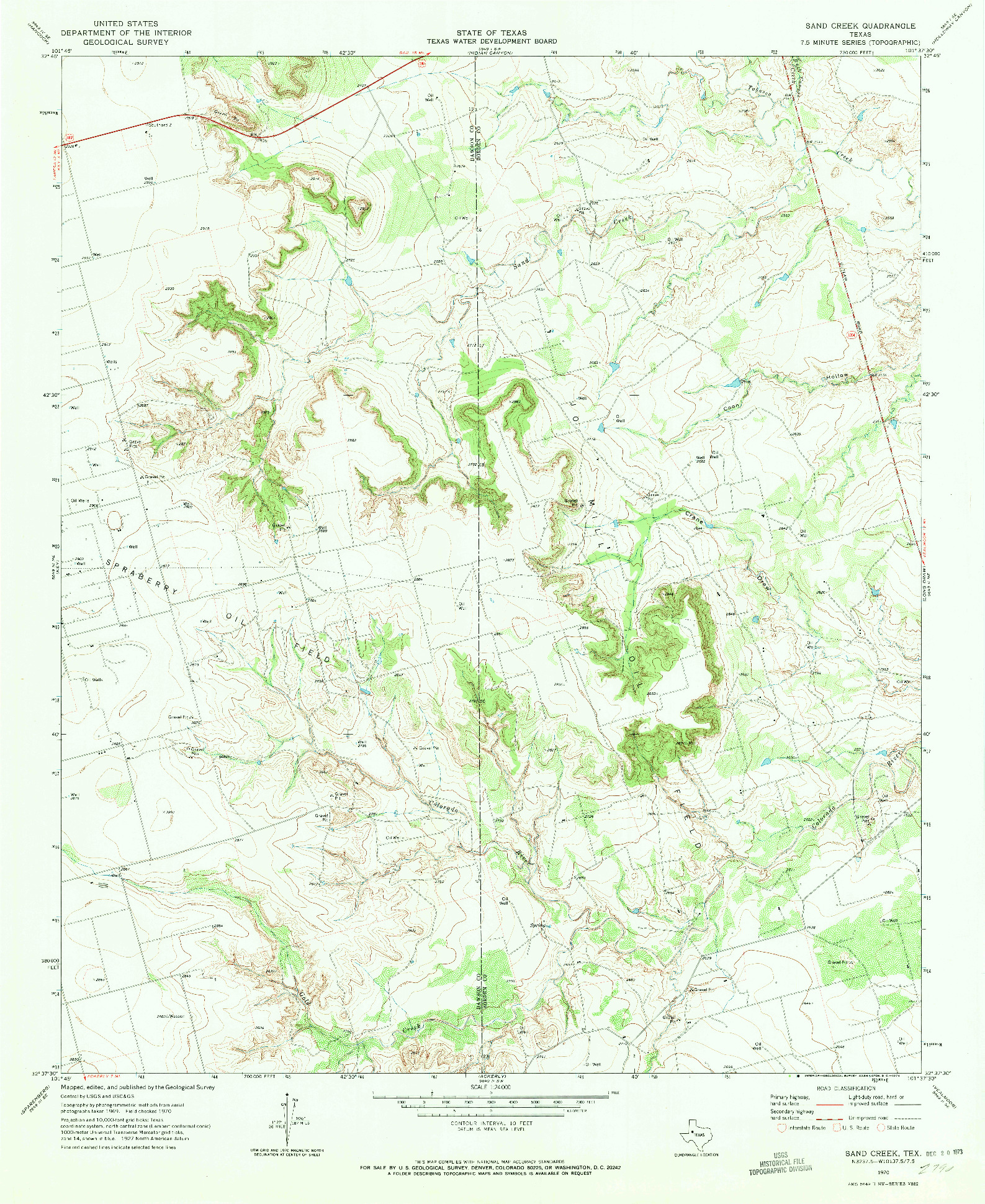 USGS 1:24000-SCALE QUADRANGLE FOR SAND CREEK, TX 1970