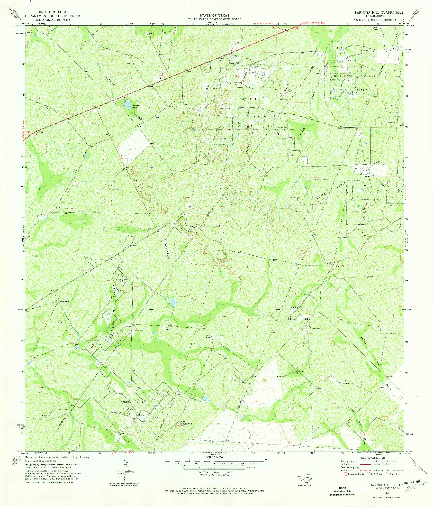 USGS 1:24000-SCALE QUADRANGLE FOR SARNOSA HILL, TX 1971